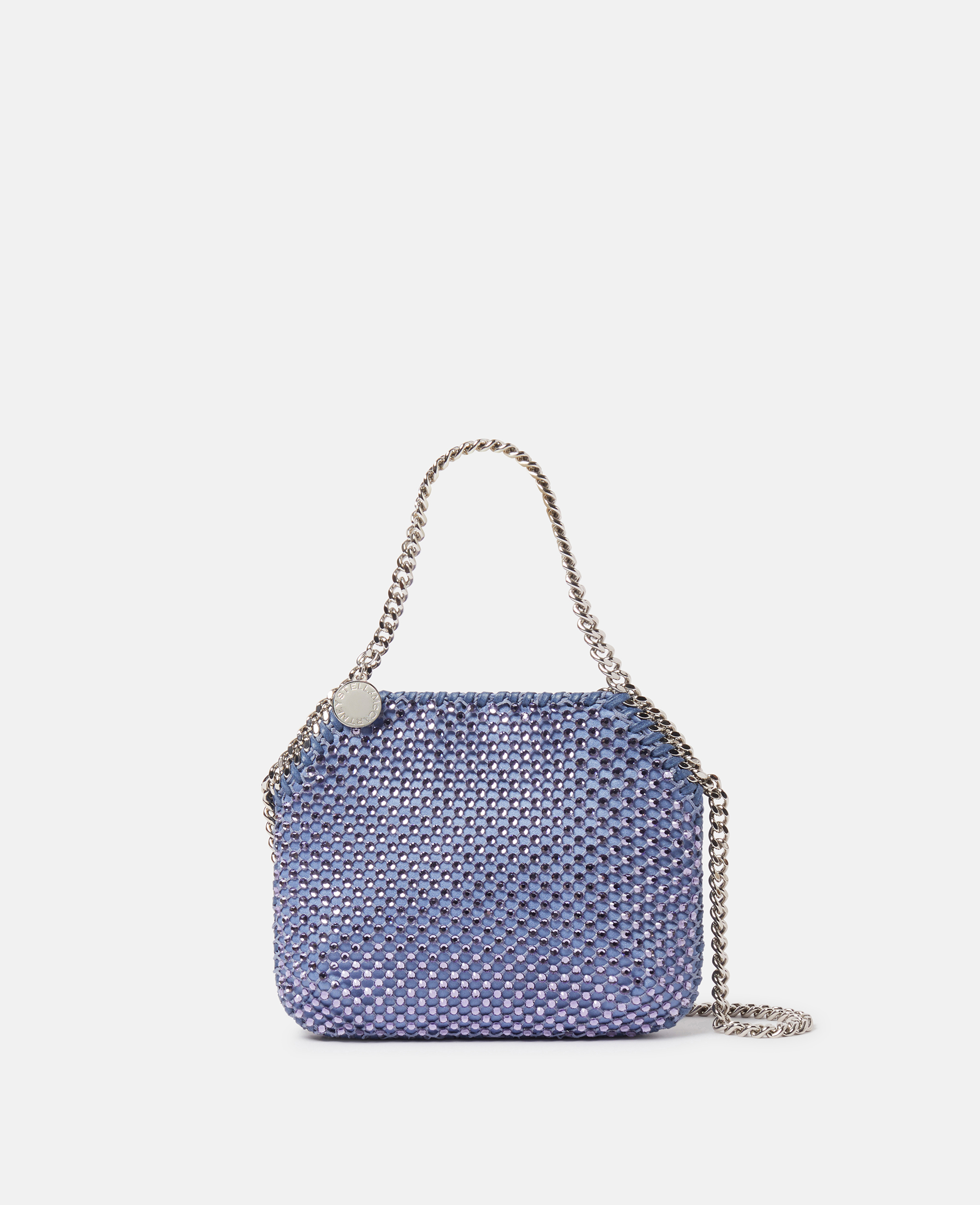 Shop Stella Mccartney Falabella Crystal Tiny Tote Bag In Lavender Blue