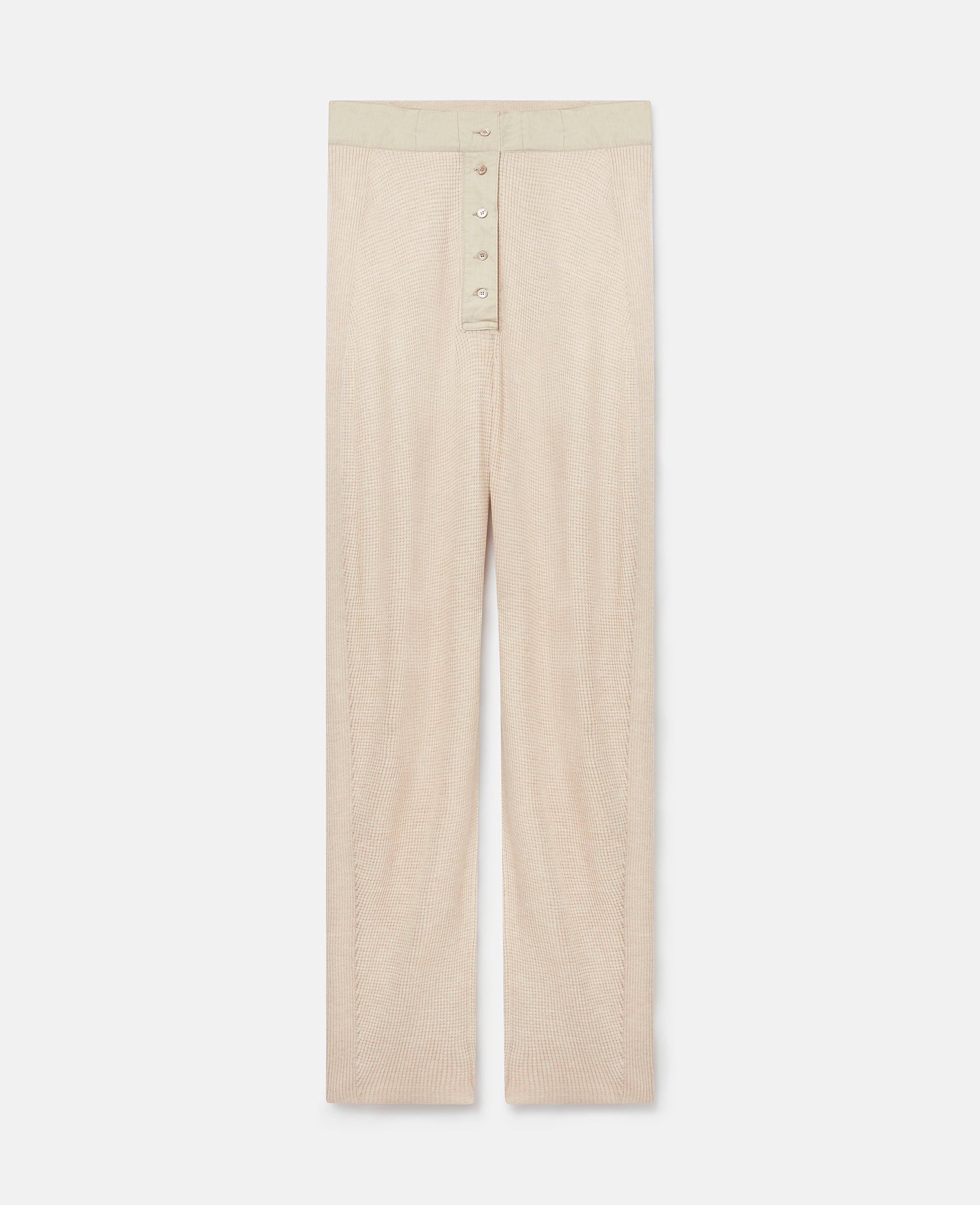 Shop Stella Mccartney Waffle-knit Mid-rise Wool Trousers In Sand White