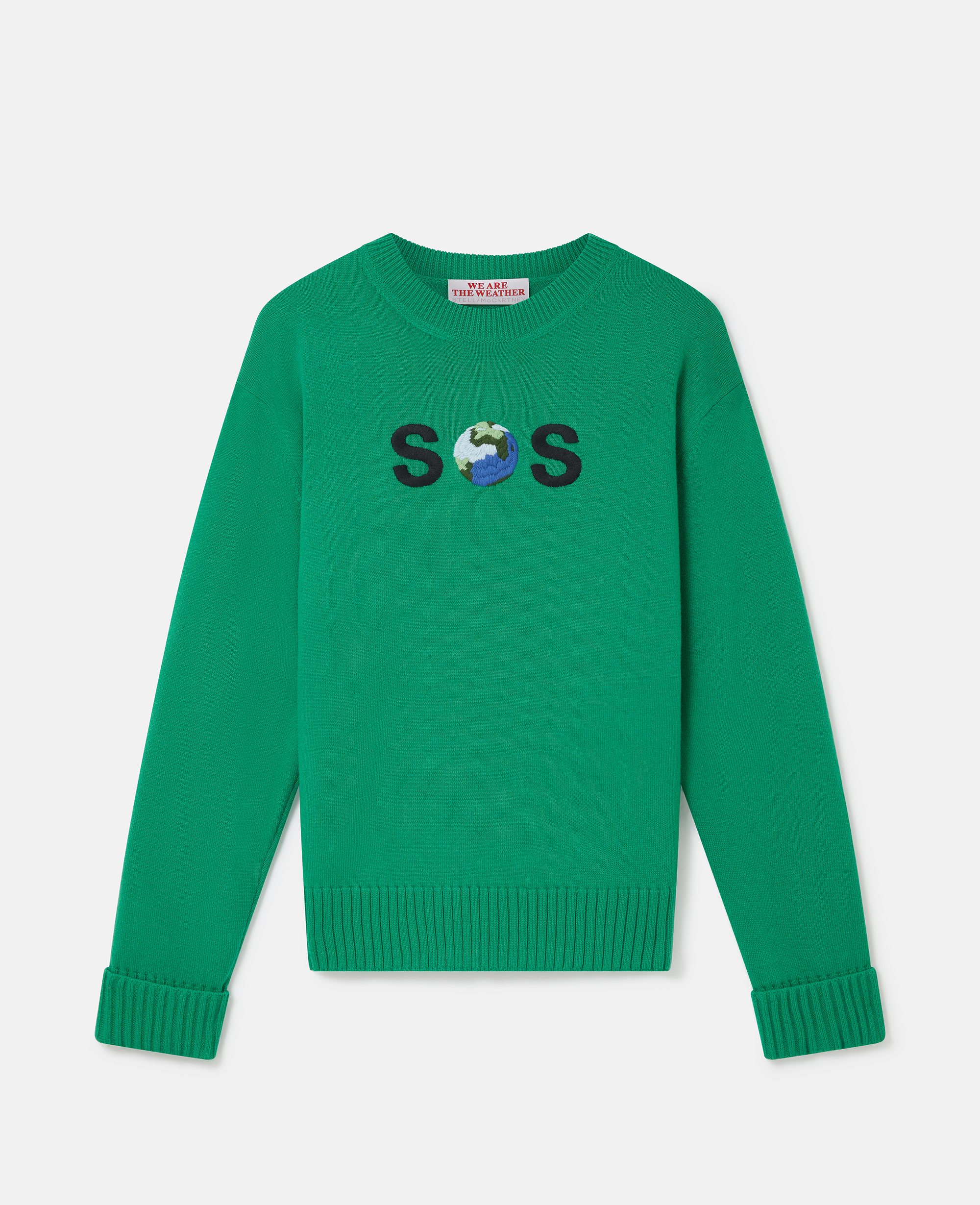 Shop Stella Mccartney Sos Embroidered Knit Jumper In Amazon Green