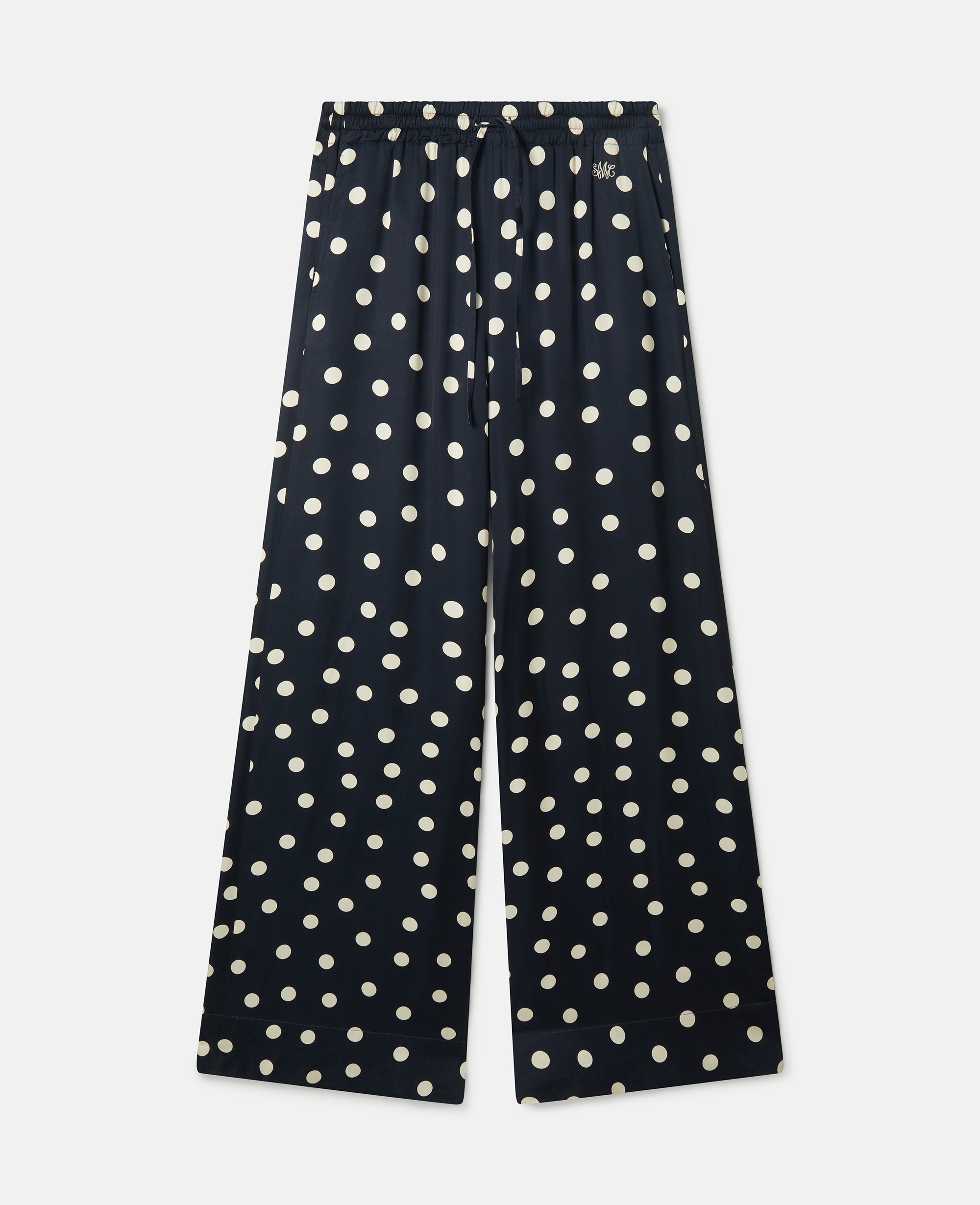 Shop Stella Mccartney Polka Dot Wide-leg Trousers In Black With Cream