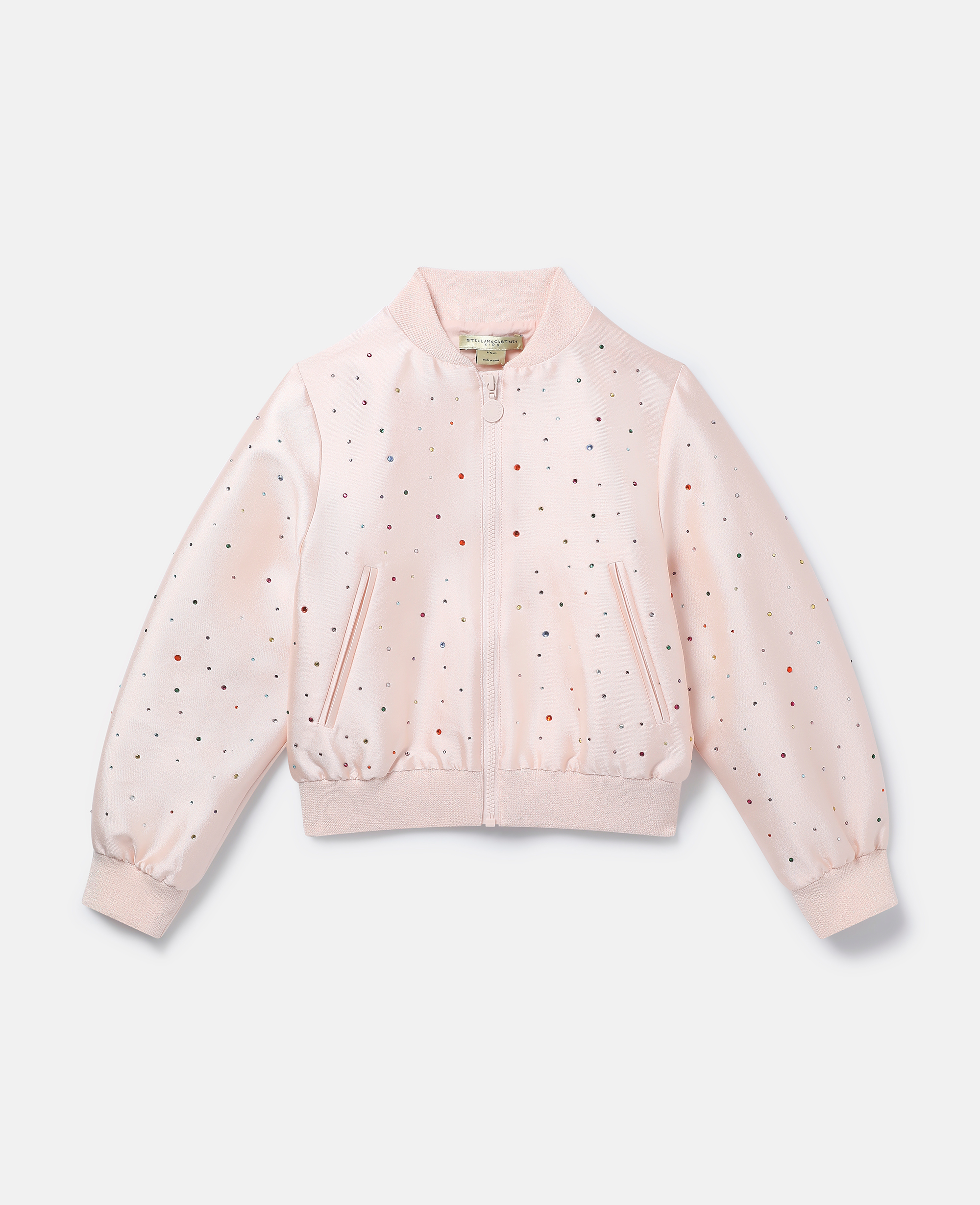 Stella McCartney – Bejeweled Satin Bomber Jacket, Woman, Pink, Size: 14h