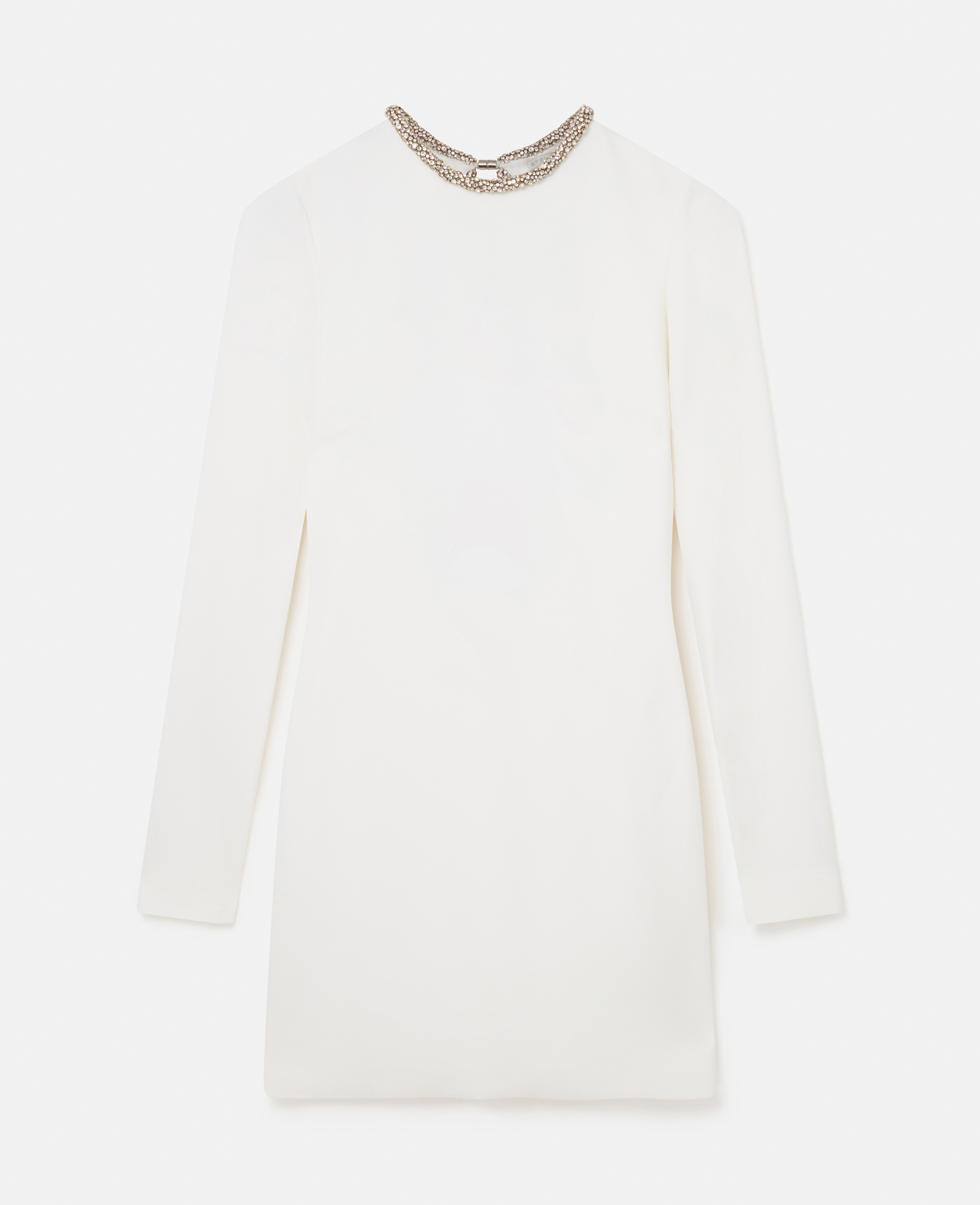 Stella Mccartney Crystal Collar Cocktail Mini Dress In White