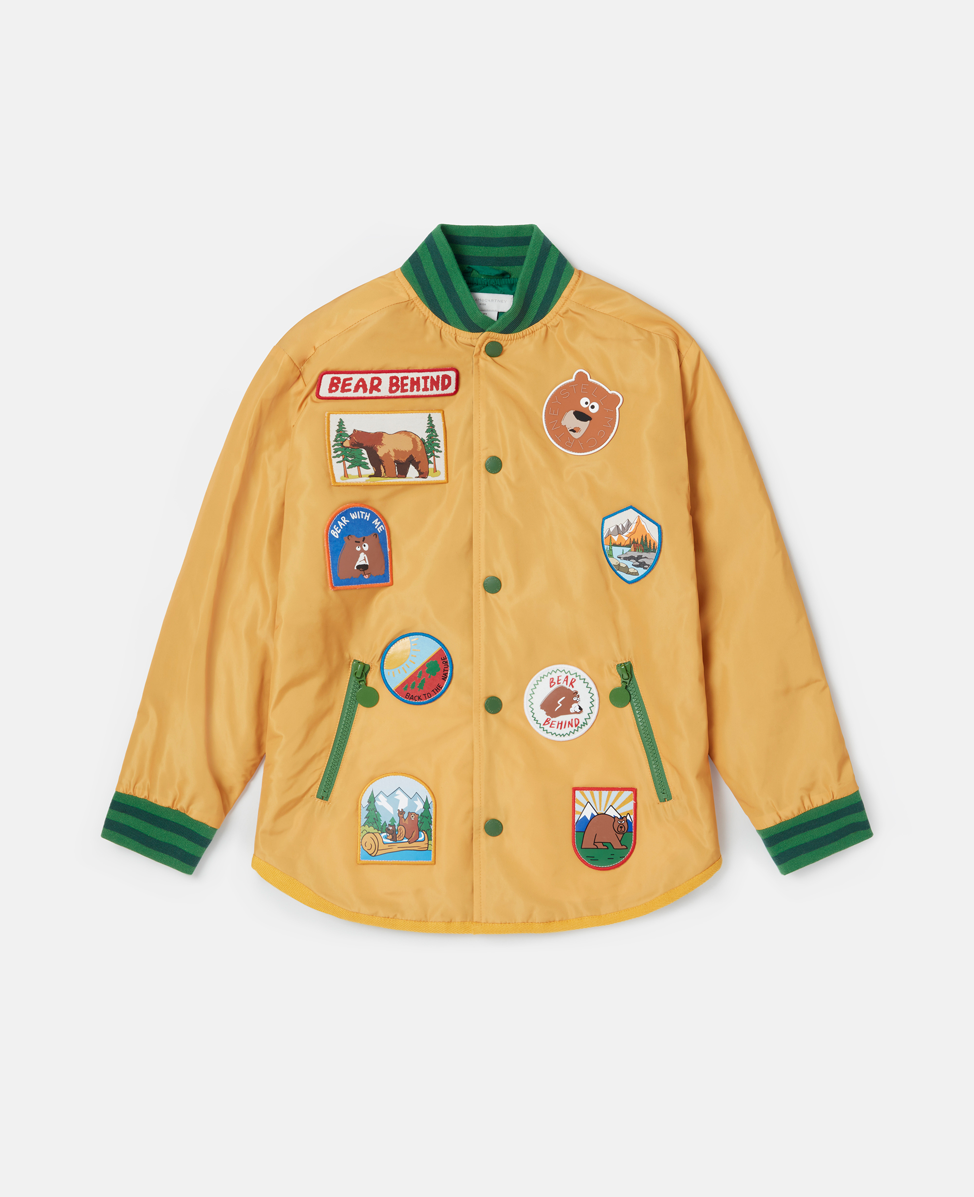 Stella Mccartney Badge Appliqué Bomber Jacket In Yellow