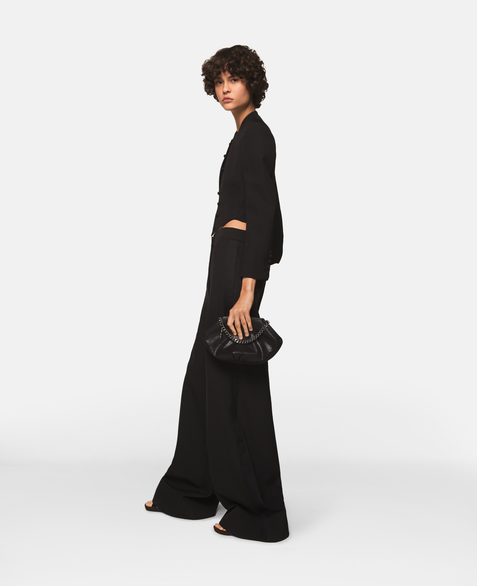 Pantalon large plissé en laine à taille haute, , , Taille: 36 - Stella McCartney - Modalova