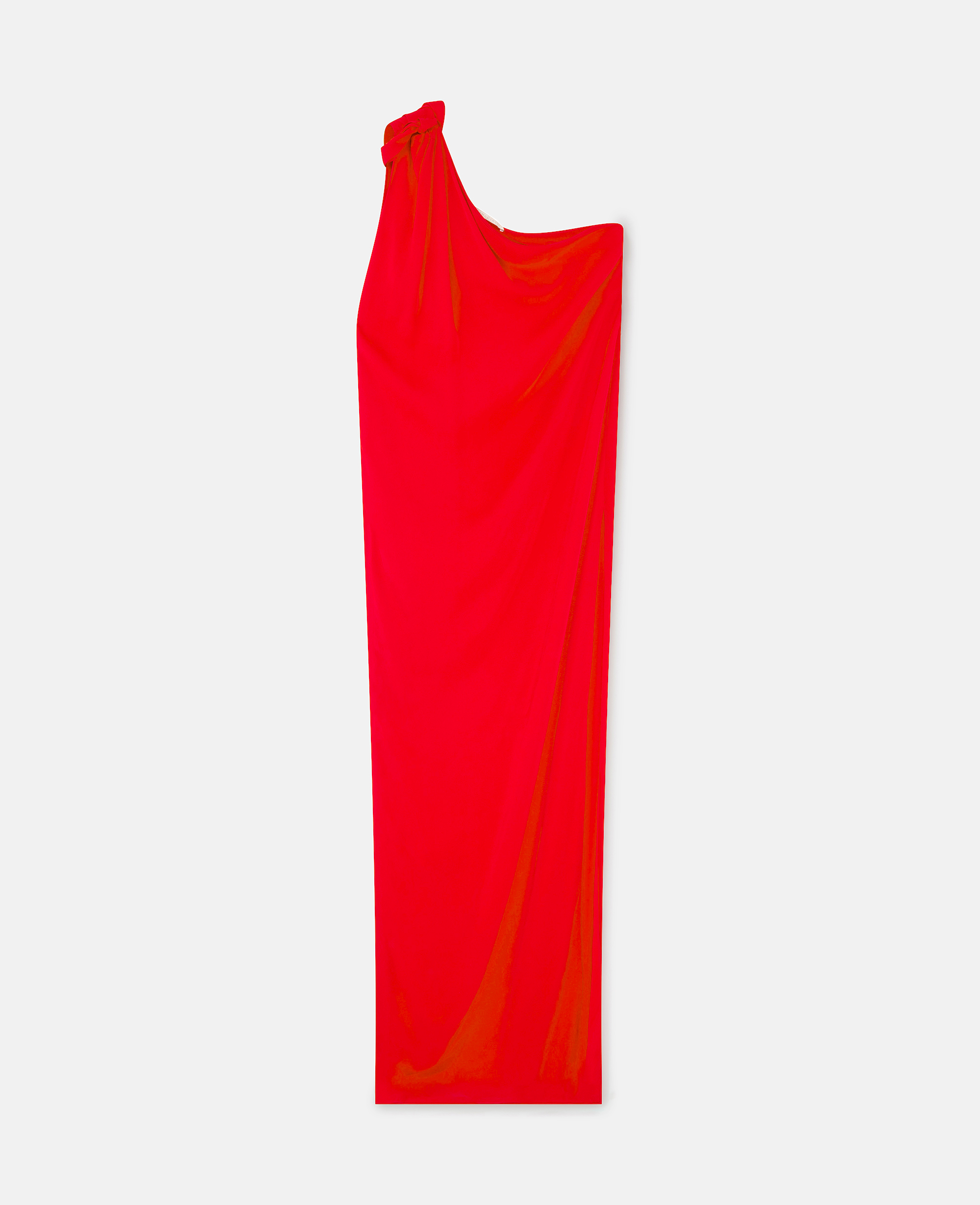 Stella McCartney - Robe longue à foulard à une épaule, Femme, Rouge vif, Taille: 44