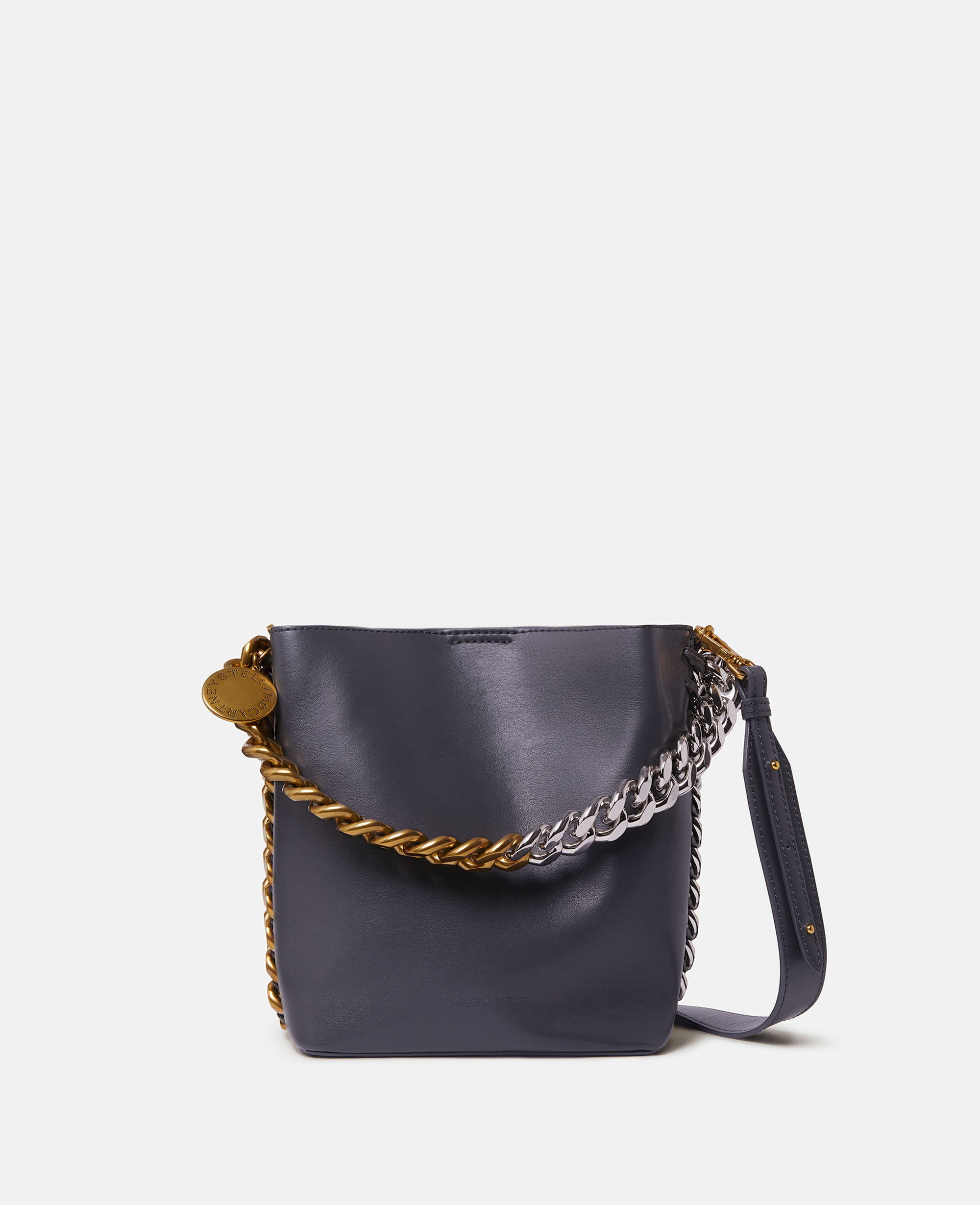 Stella Mccartney Frayme Bucket Bag In Shadow Black