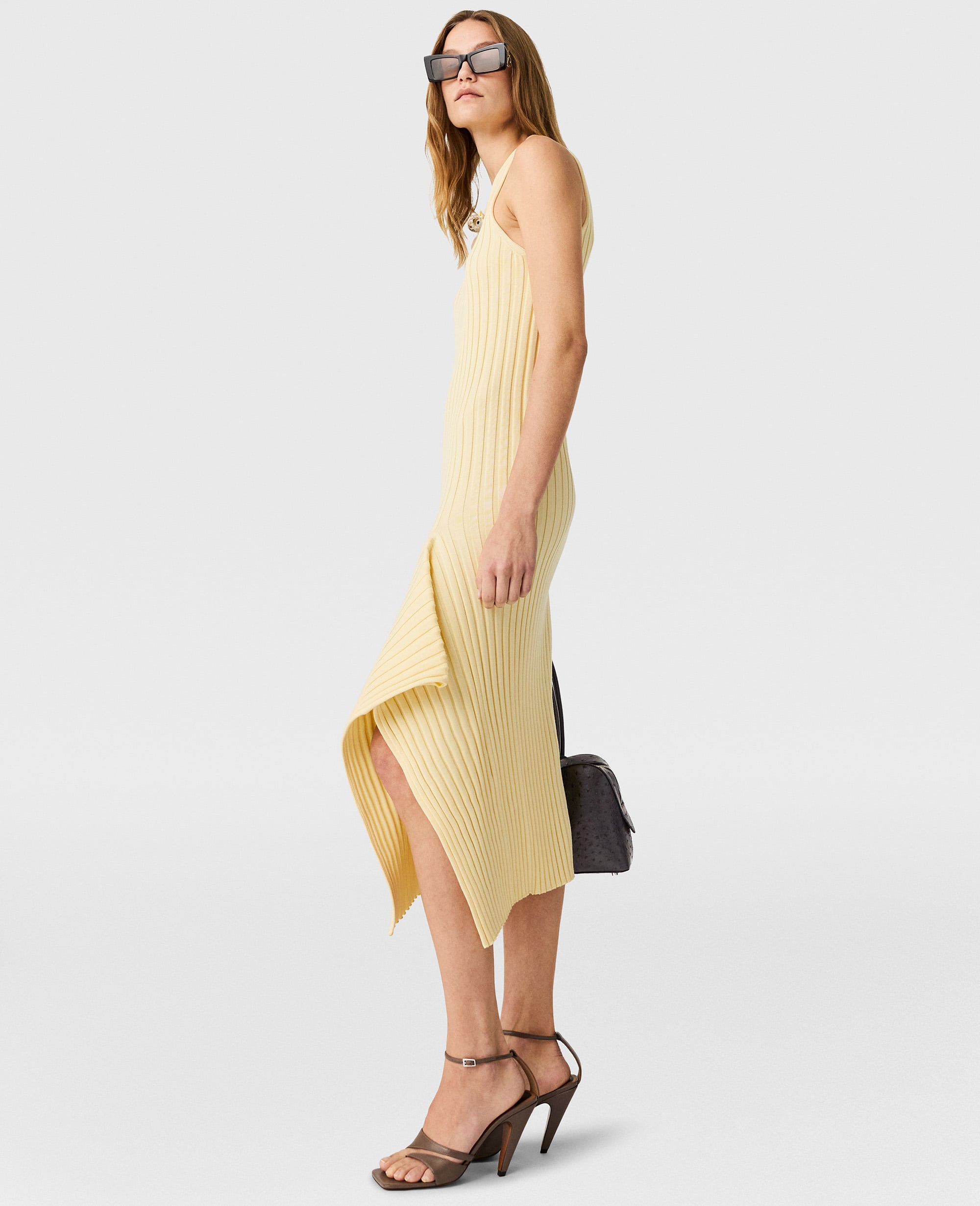Stella McCartney - Cotton Ribbed Dress, Woman, Light yellow, Size: XS