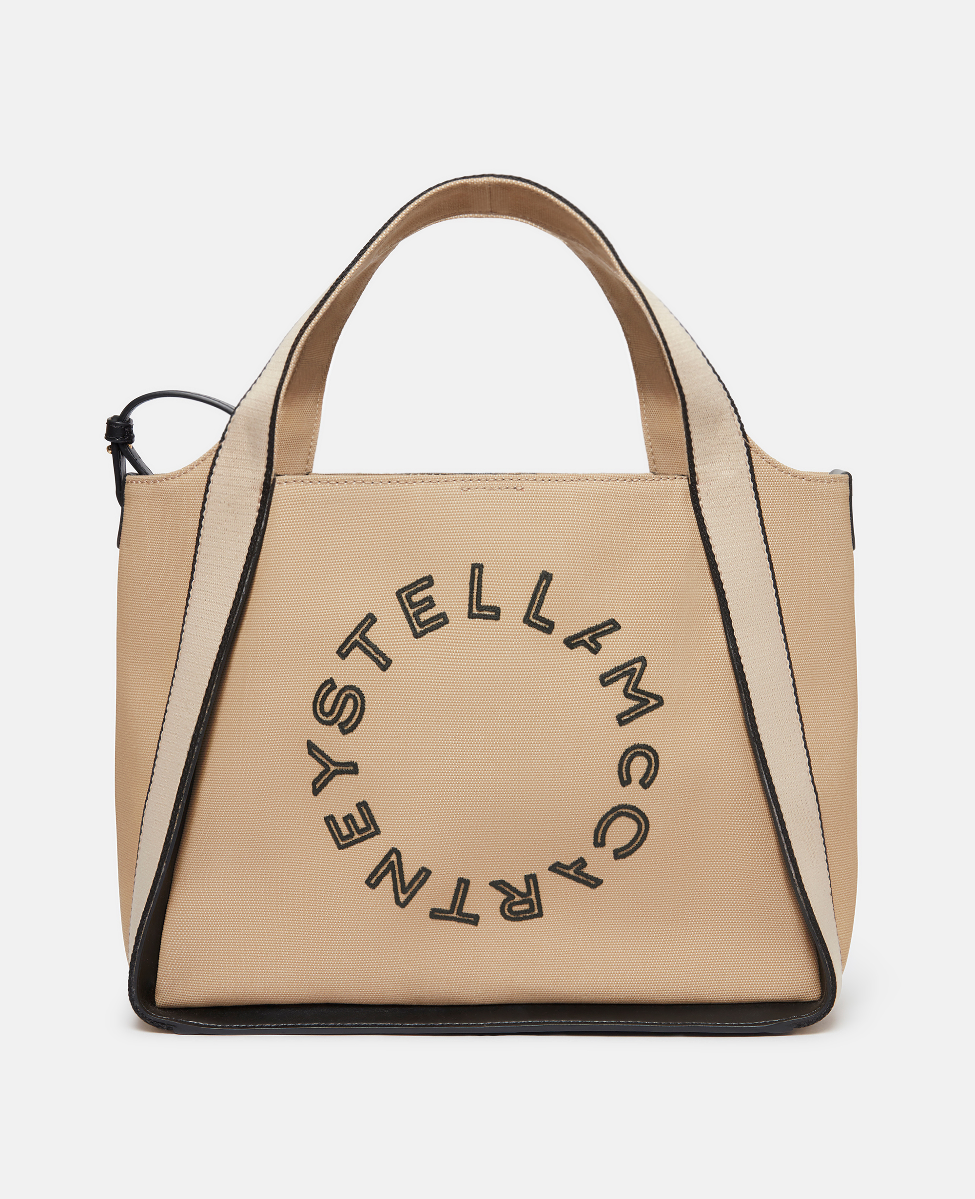 Shop Stella Mccartney Logo Bananatex Canvas Crossbody Bag In Natural