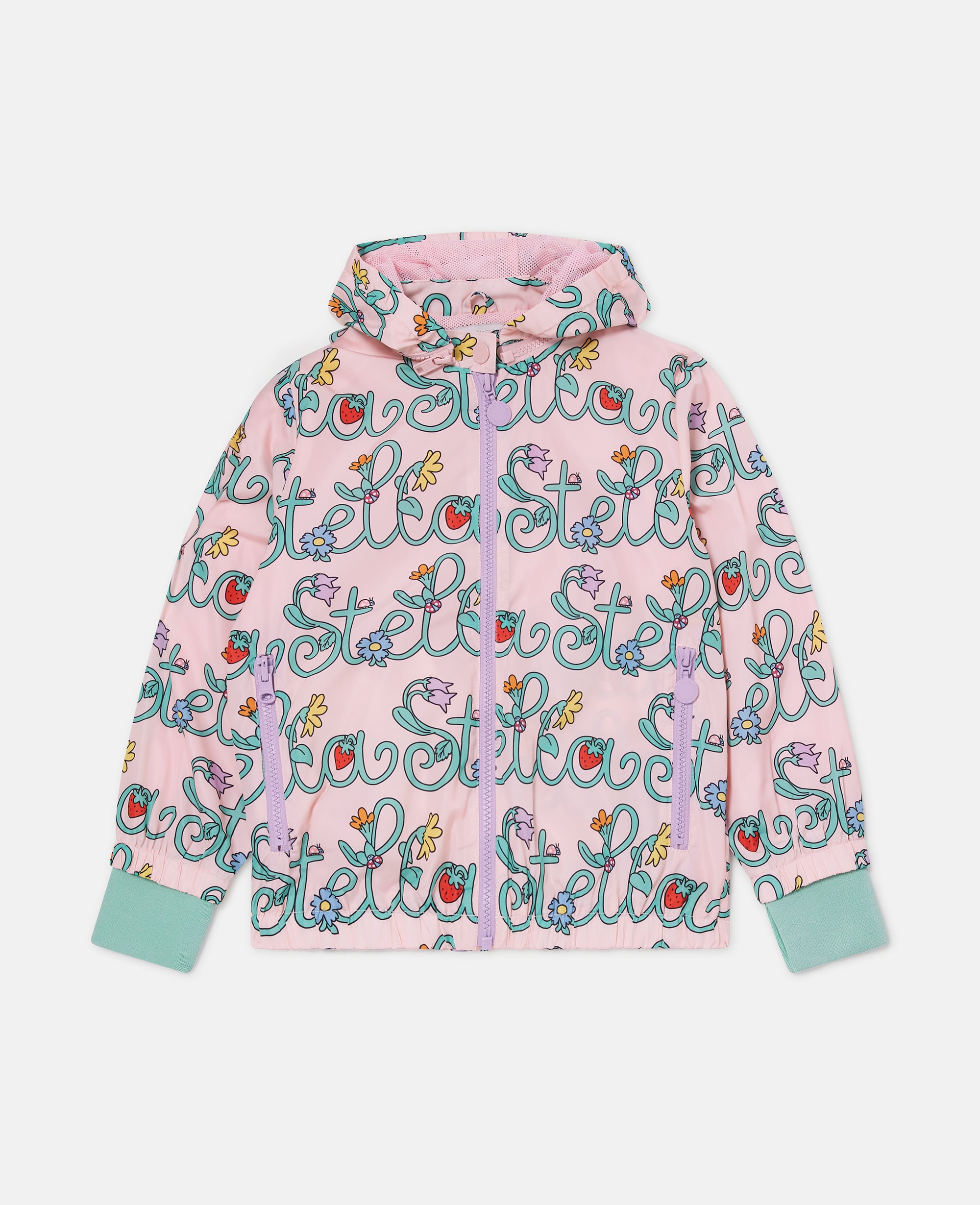 Stella McCartney - Stella Vine Hooded Raincoat, Woman, Pink/Multicolor, Size: 6
