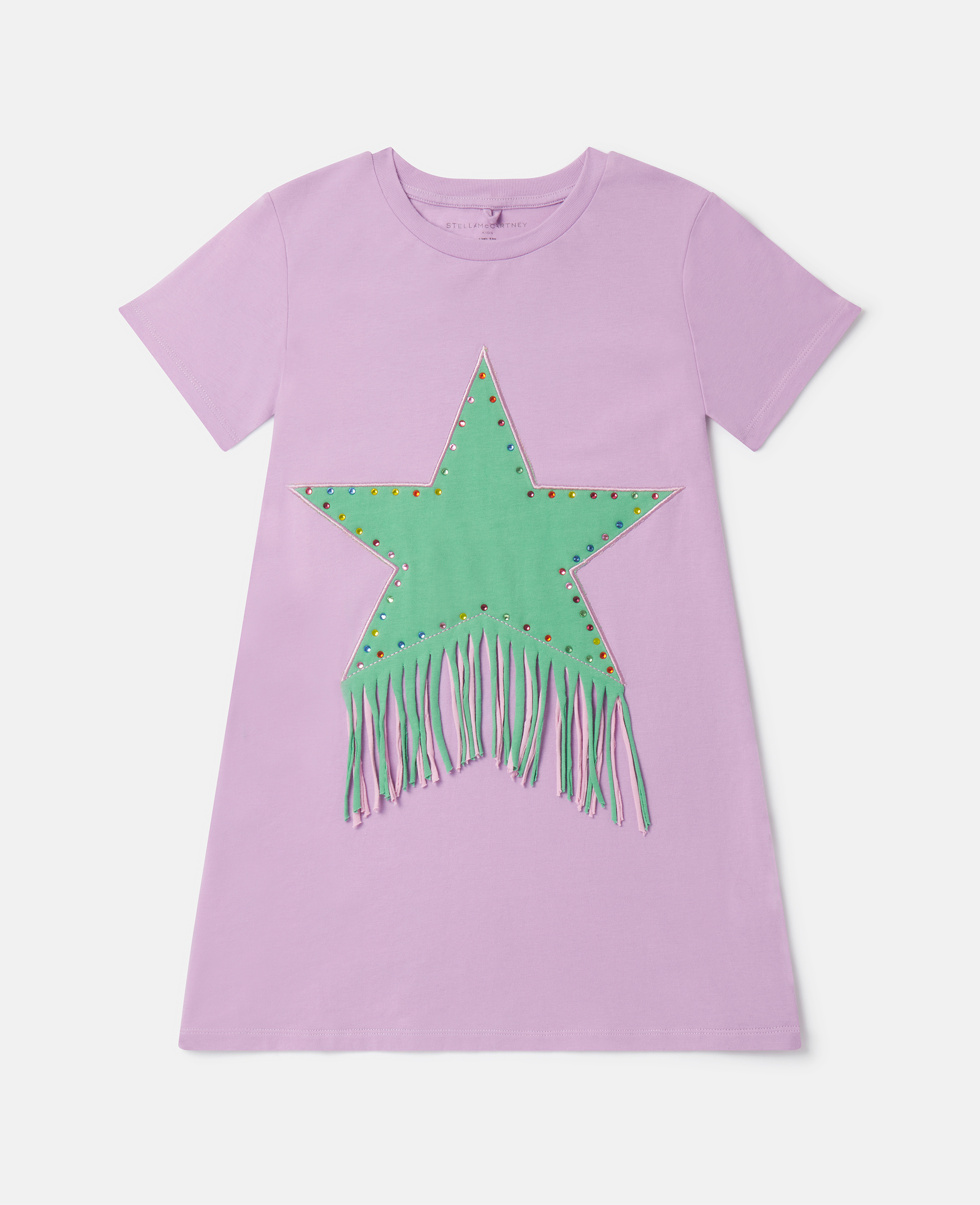 Shop Stella Mccartney Fringed Star T-shirt Dress In Purple