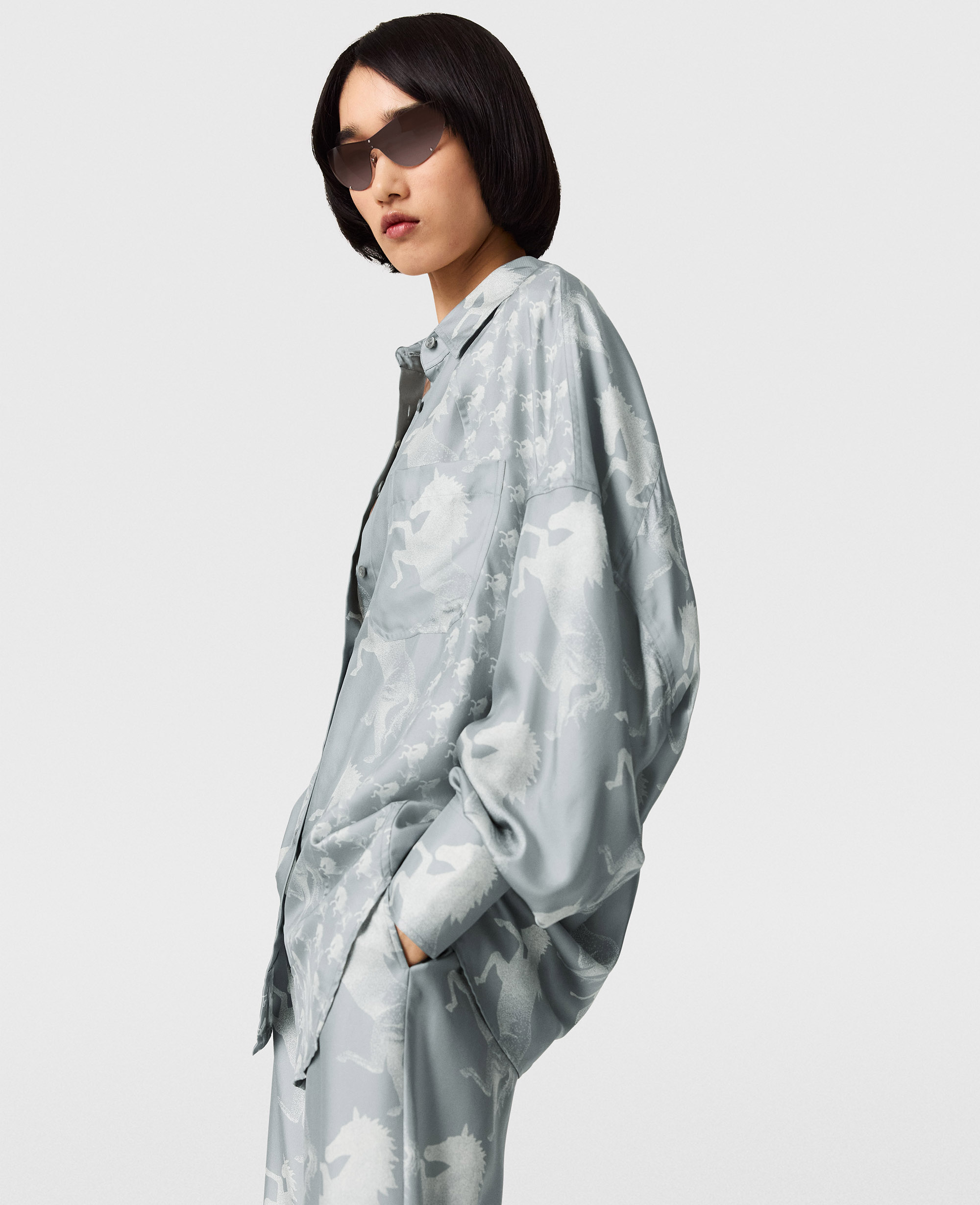 Stella McCartney - Seidenhemd mit Pferde-Print, , Größe: 36