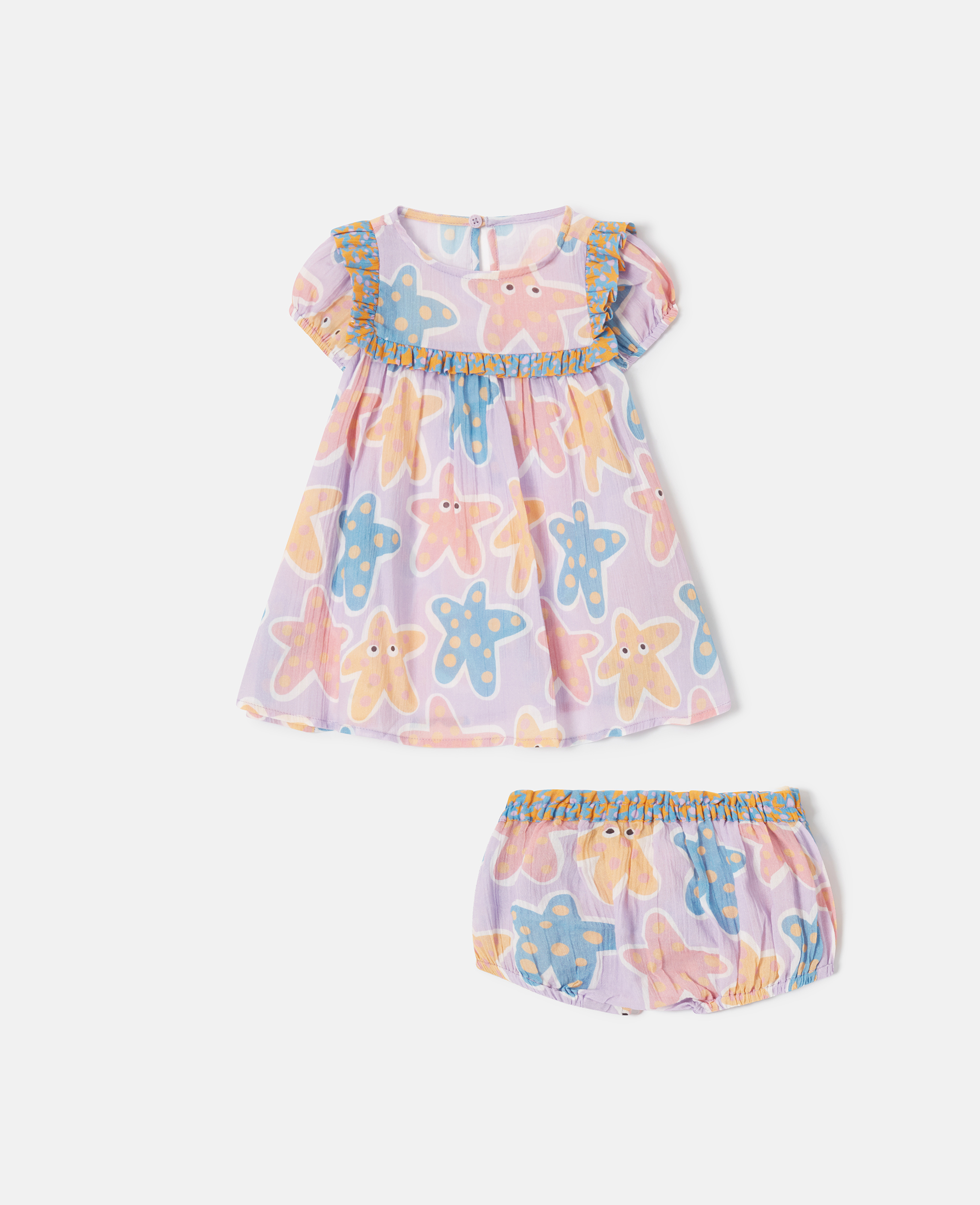 Stella McCartney - Starfish Print Ruffle Top And Bloomer Set, , Size: 9m