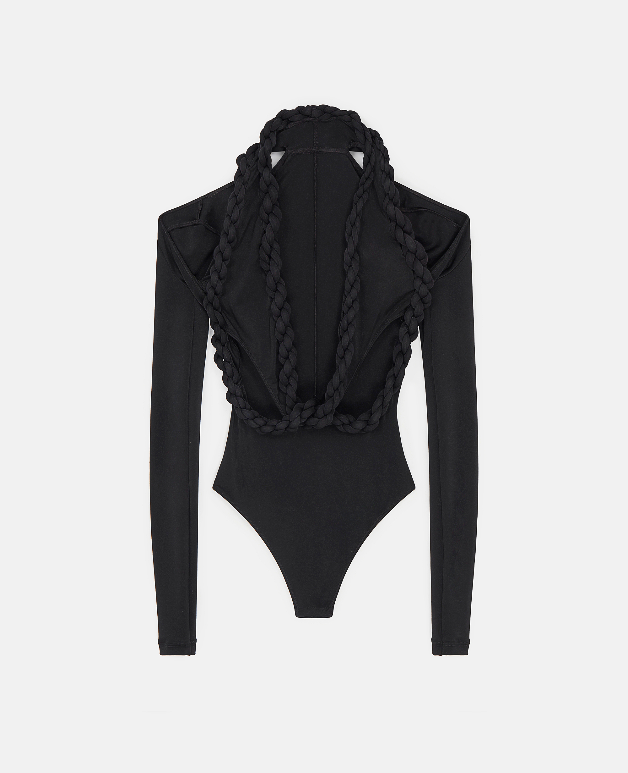 Stella Mccartney Braided Rope Cut-out V-neck Bodysuit In Black