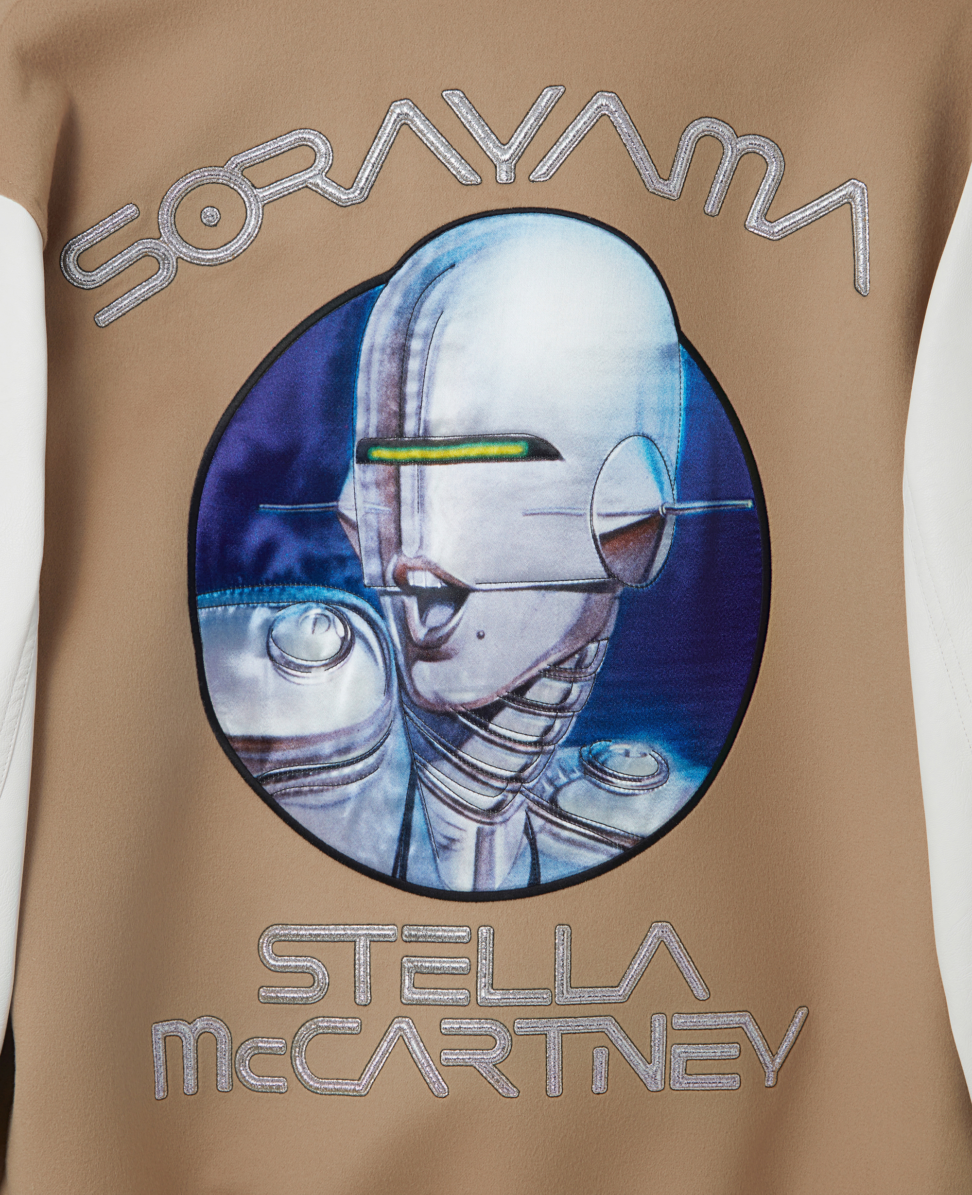 Stella McCartney – Vitruvian Woman Graphic Wool Varsity Jacket, Woman, Camel, Size: M