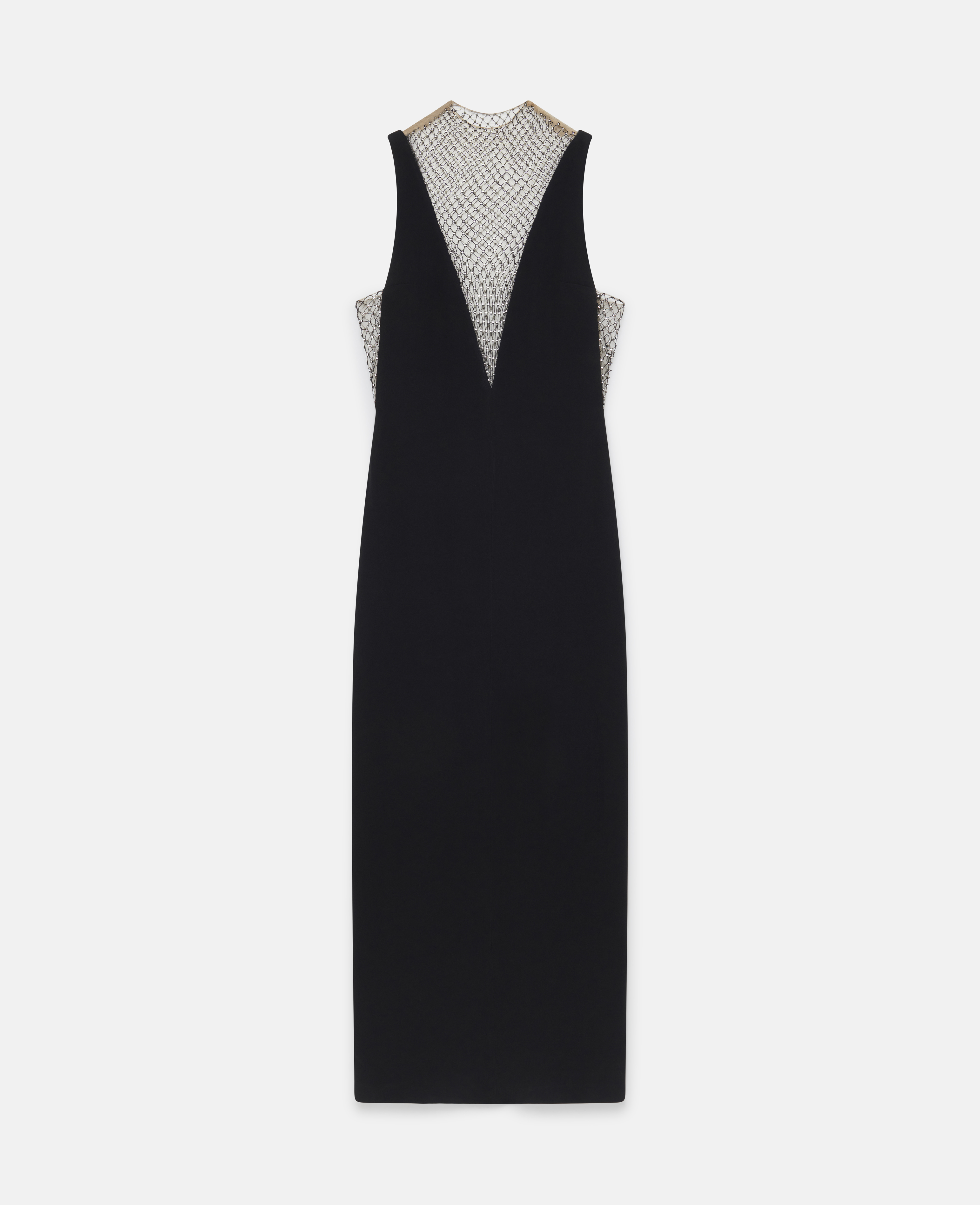 Stella McCartney – Crystal Mesh Deep V Midi Dress, Woman, Midnight black, Size: 36