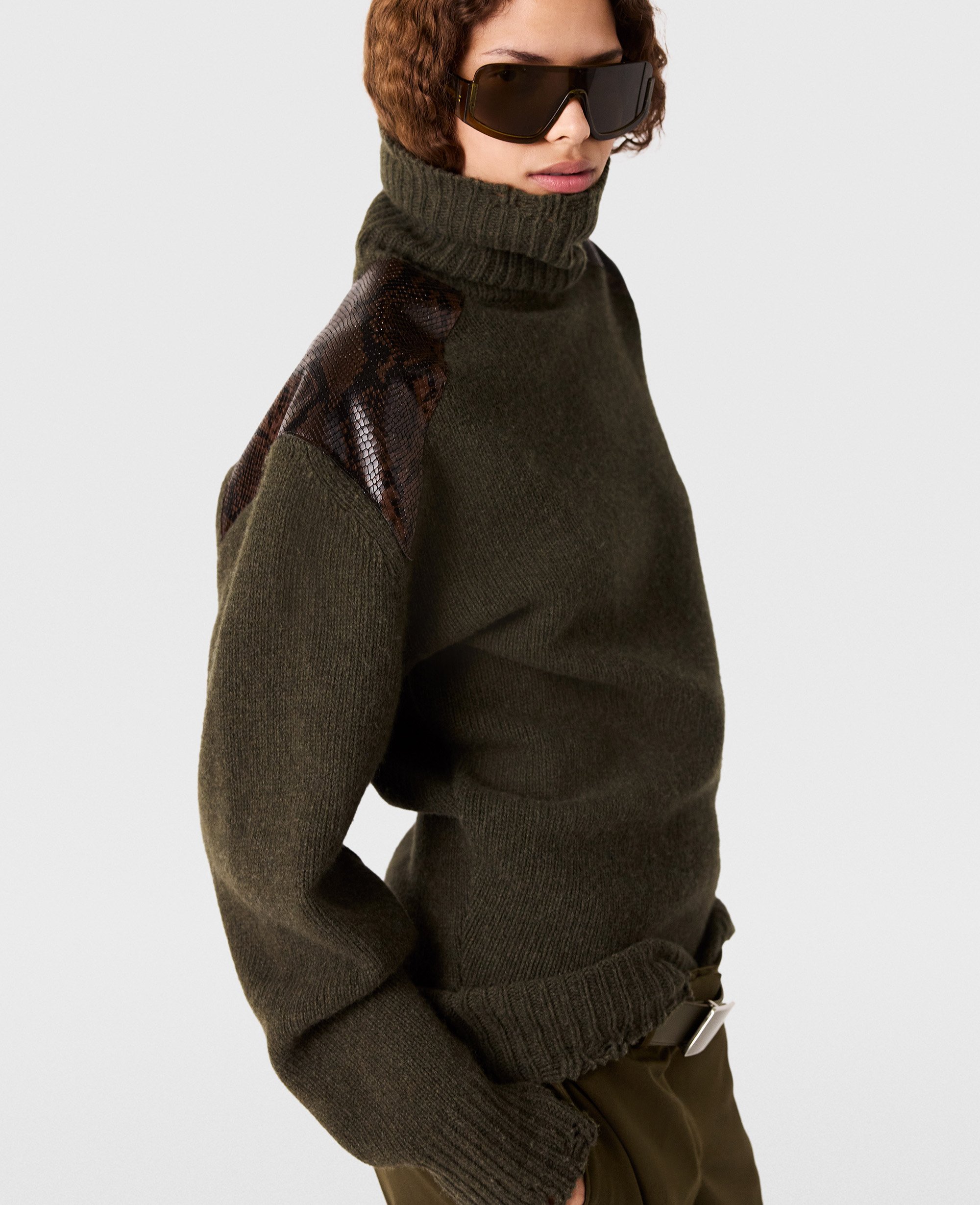 Pull a col roule avec panneau serpent, , , Taille: M - Stella McCartney - Modalova