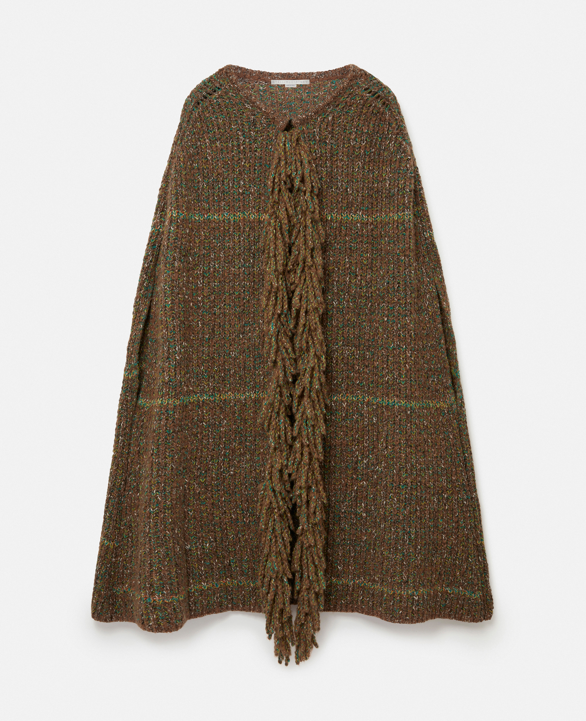 Stella Mccartney Tweed Knit Cape Coat In Brown