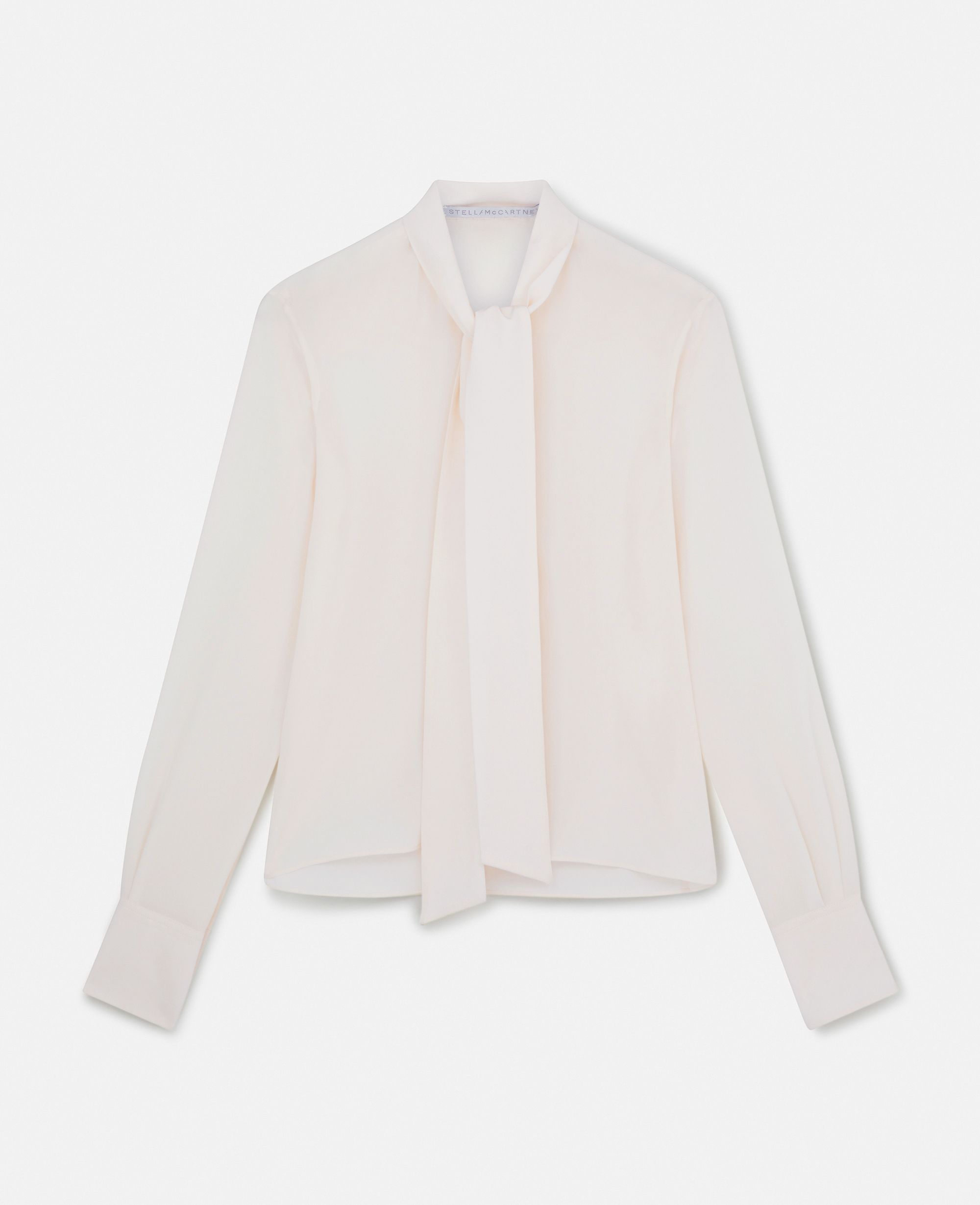 Stella McCartney – Silk Crêpe de Chine Pussybow Shirt, Woman, Cream, Size: 42