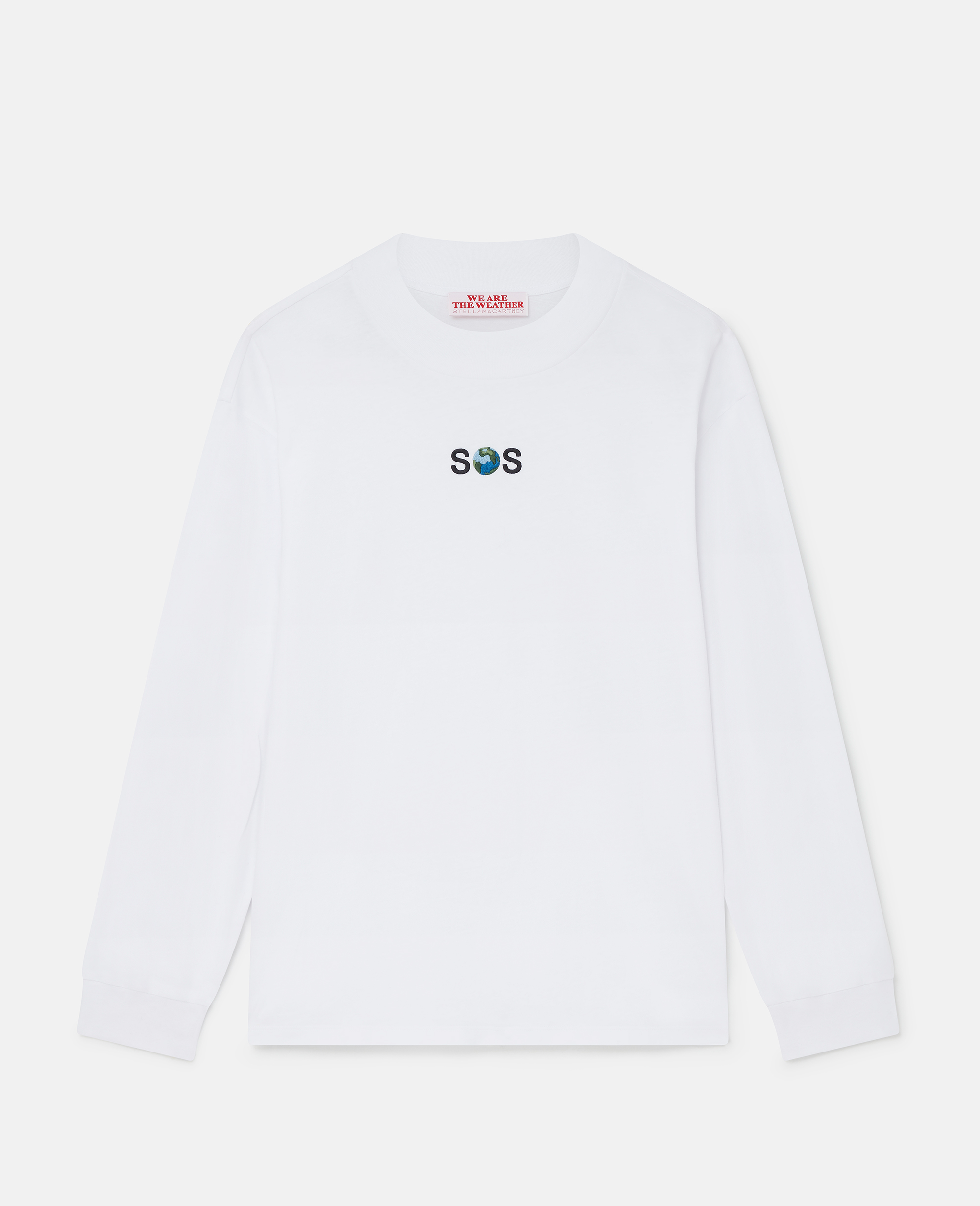 Stella Mccartney Sos Embroidered Long-sleeve T-shirt In Polar White