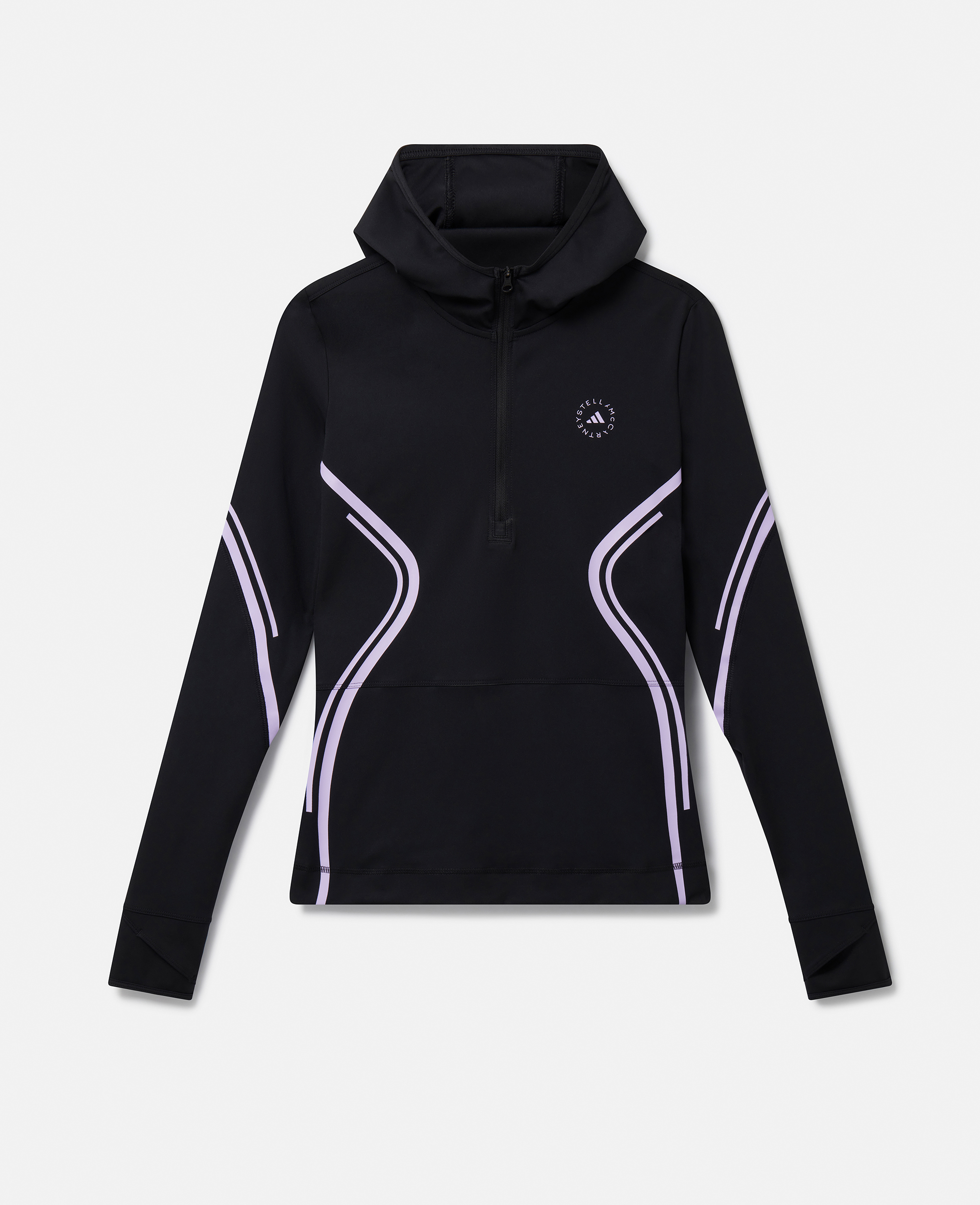 Stella McCartney – TruePace Half Zip Hooded Jacket, Woman, Black/Purple Glow, Size: XS