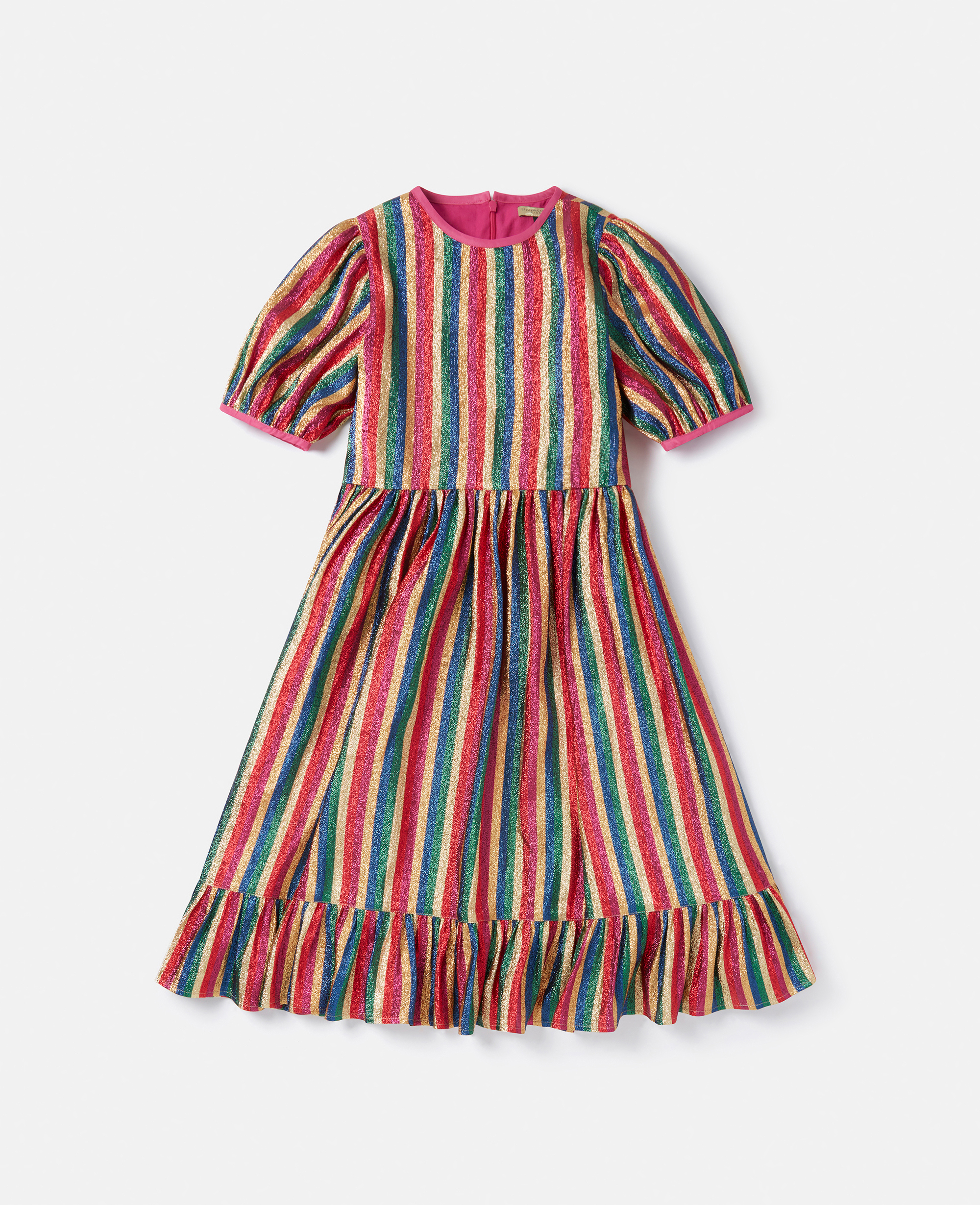 STELLA MCCARTNEY METALLIC RAINBOW STRIPE DRESS