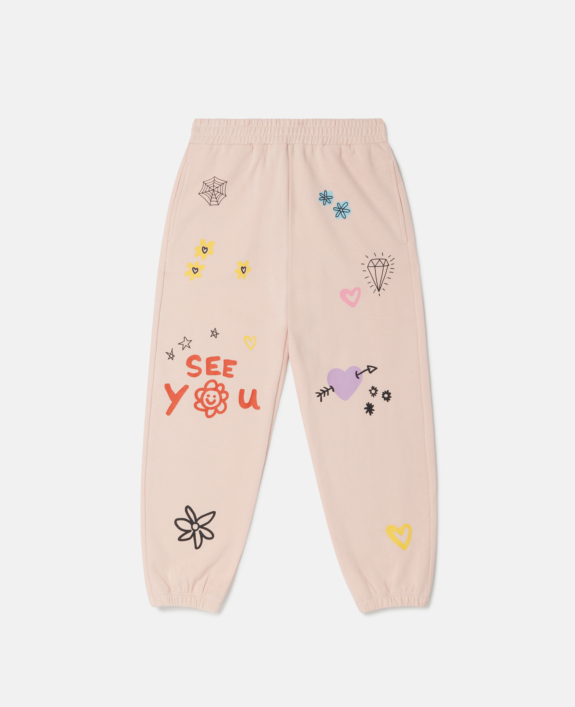 Stella Mccartney Doodle Embroidery Joggers In Peach