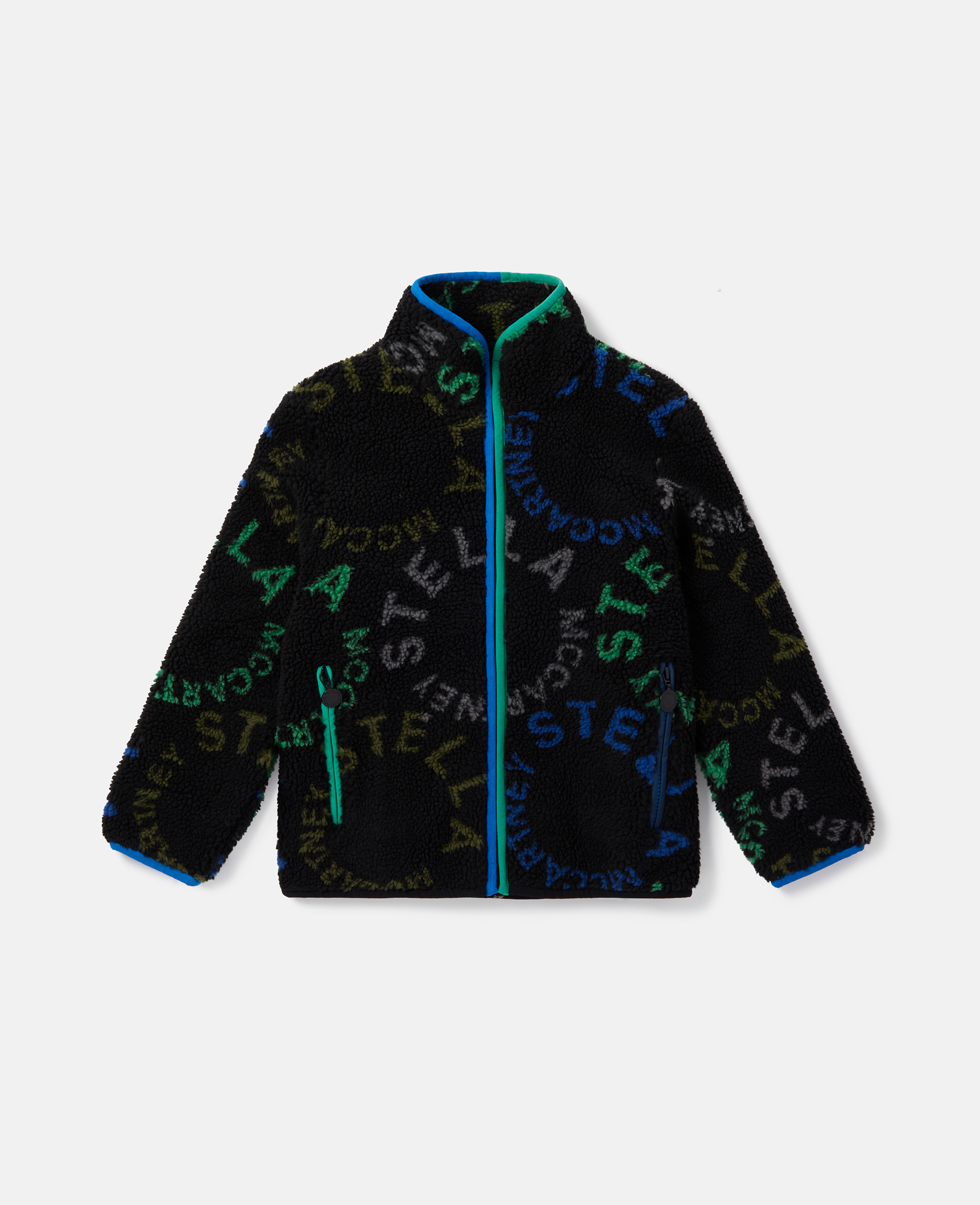 Stella Mccartney Kids' Circular Logo Fleece Jacket In Black