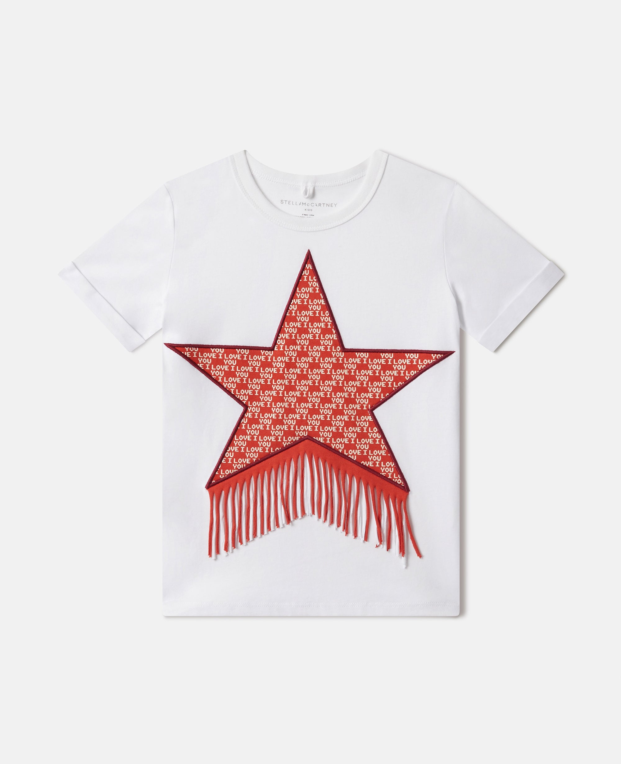 Stella McCartney - Rotes T-Shirt mit Stern-Motiv und Fransen, , Größe: 4