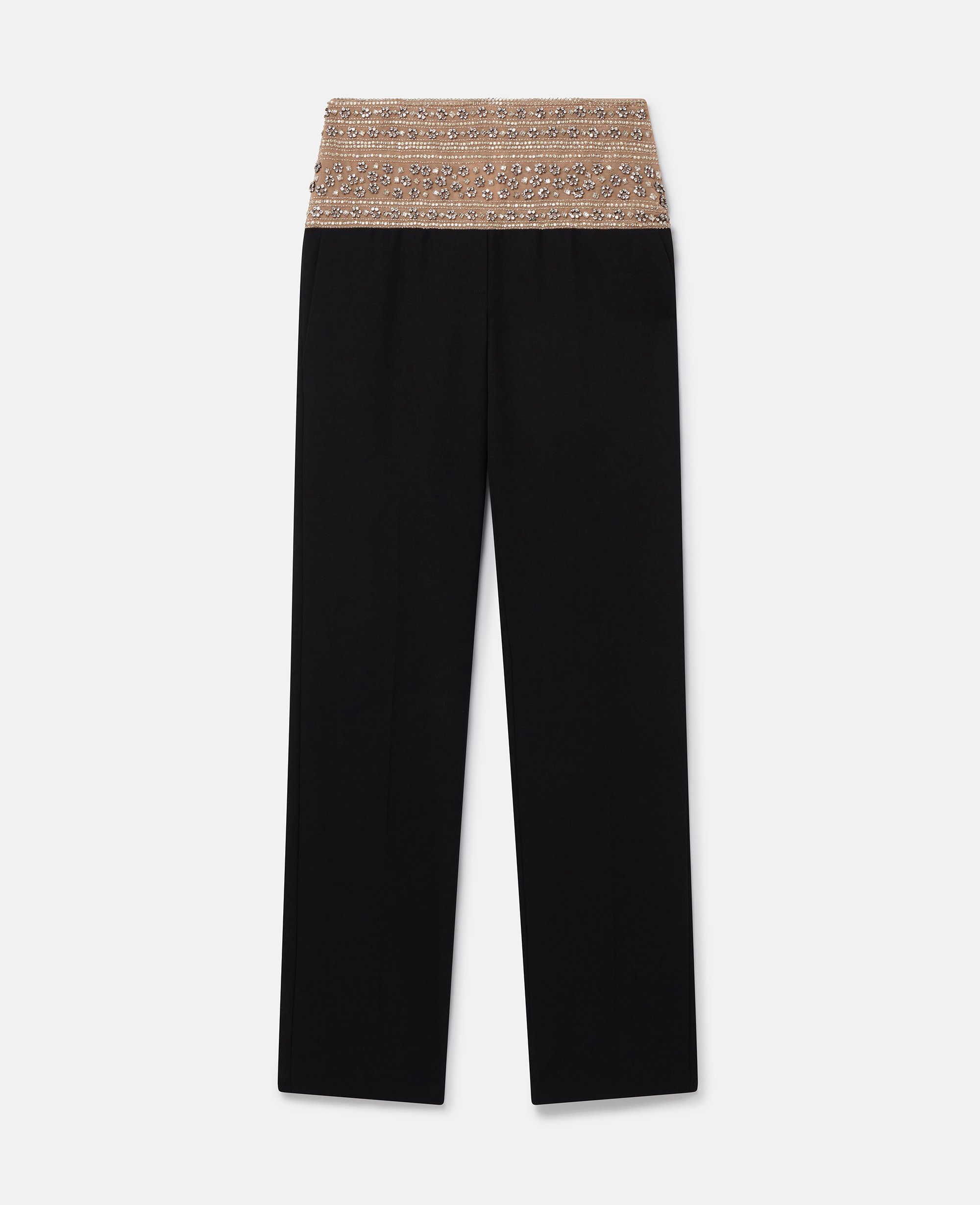 Stella McCartney – Crystal-Embellished Wool Trousers, Woman, Midnight black, Size: 42