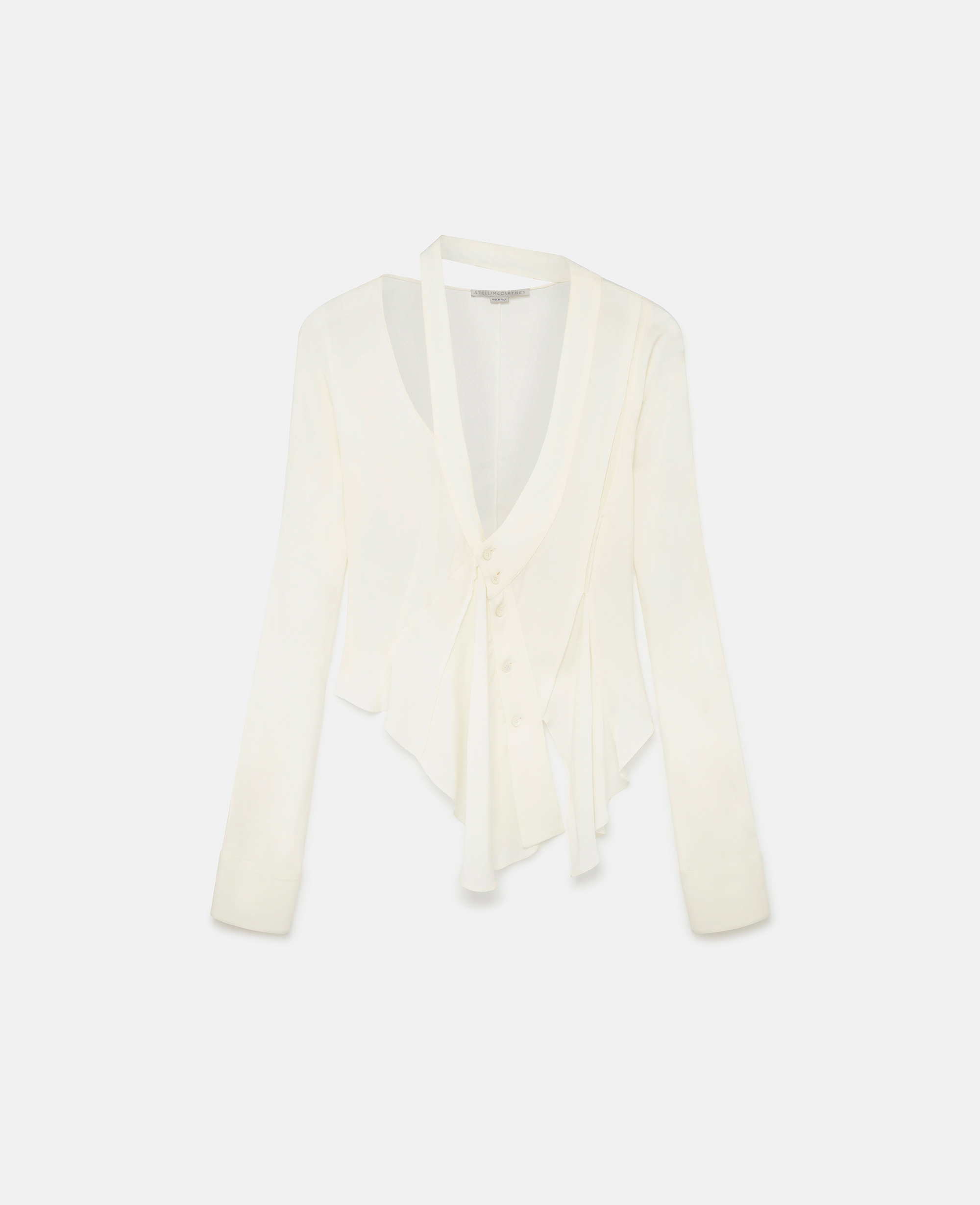 Stella Mccartney Asymmetric Seam Cut-out Shirt In Cream