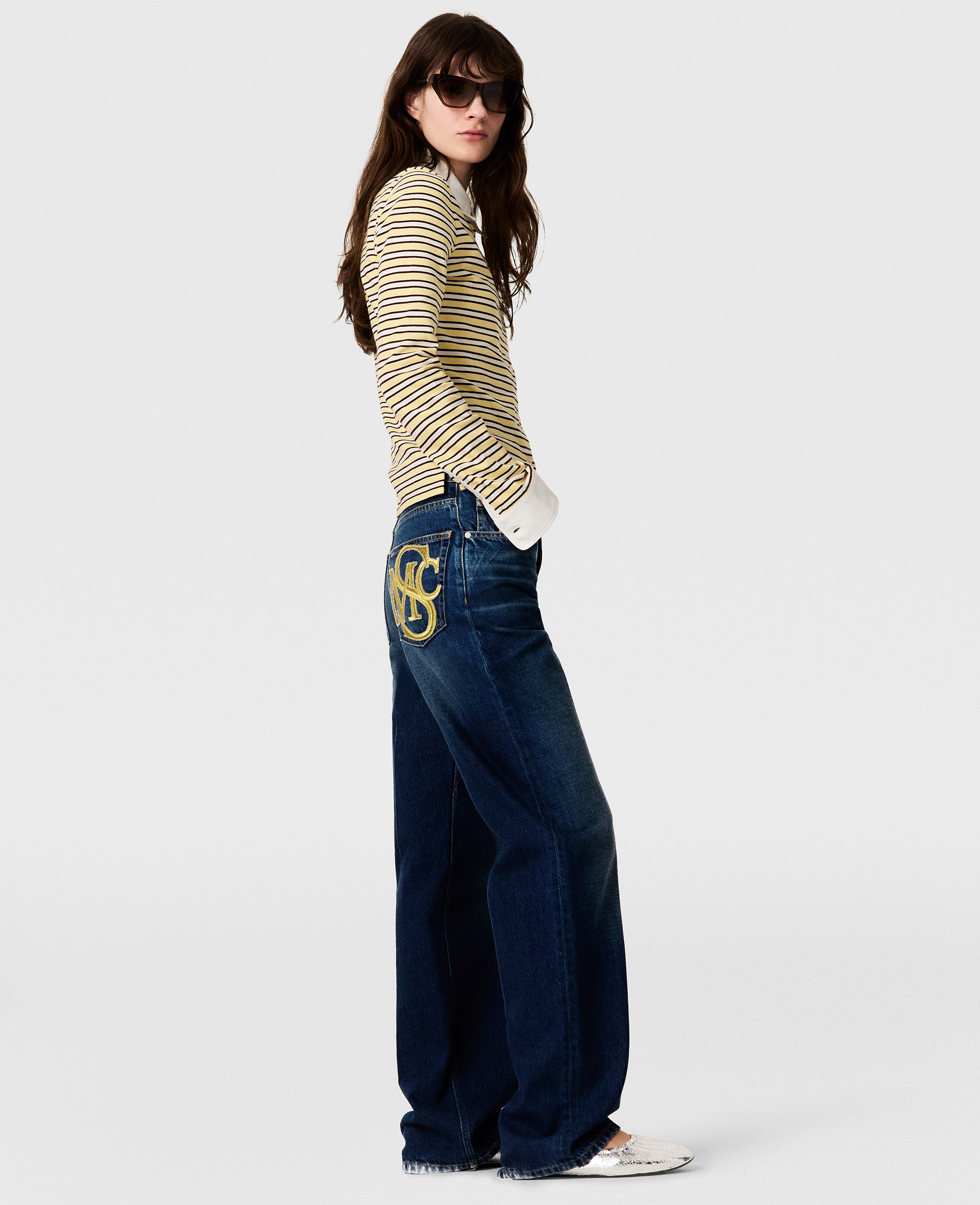 Stella McCartney - Gerade Jeans mit Wappen-Stickerei, Indigo, Größe: 27