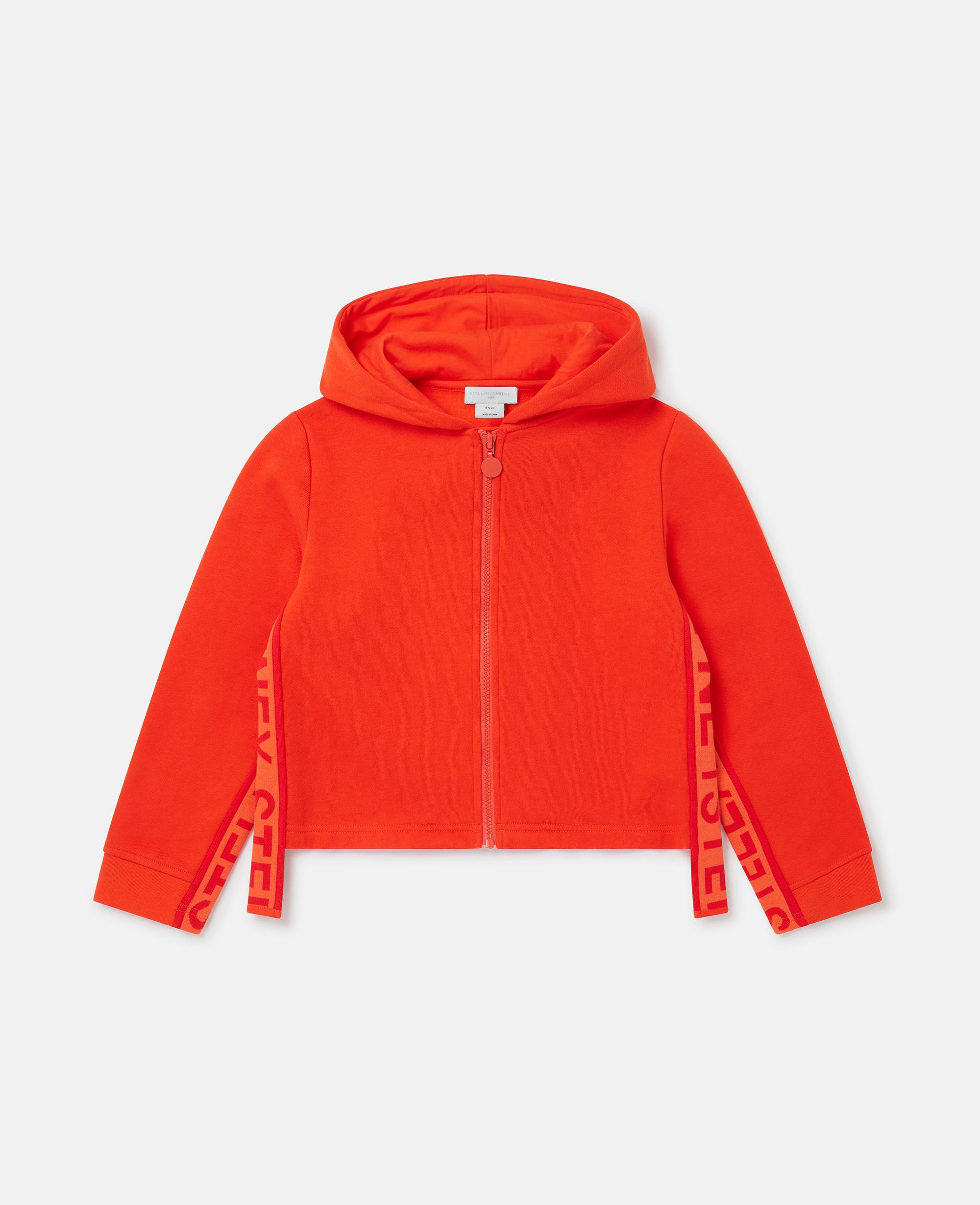 Stella Mccartney Logo Tape Zip Hoodie In Red