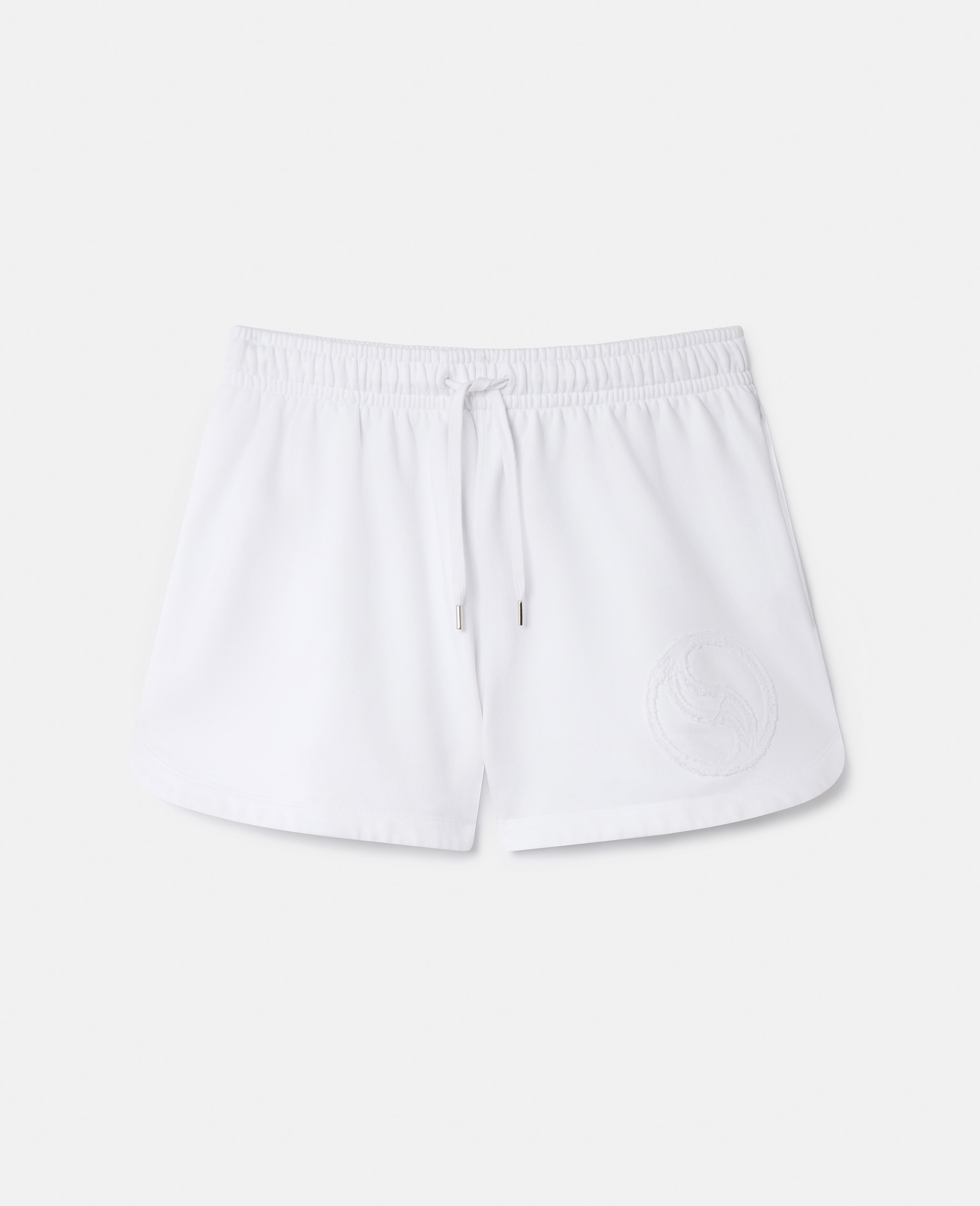 stella mccartney - s-wave jersey drawstring shorts, woman, white, size: s