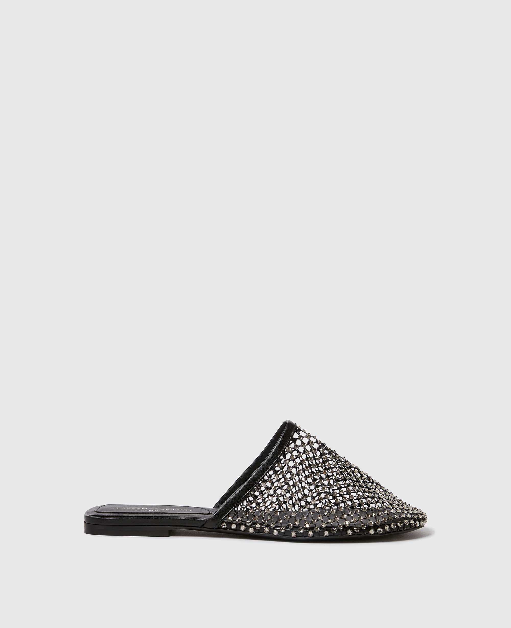 Stella McCartney - Flat Slide Crystal Mesh Sandals, , Size: 37