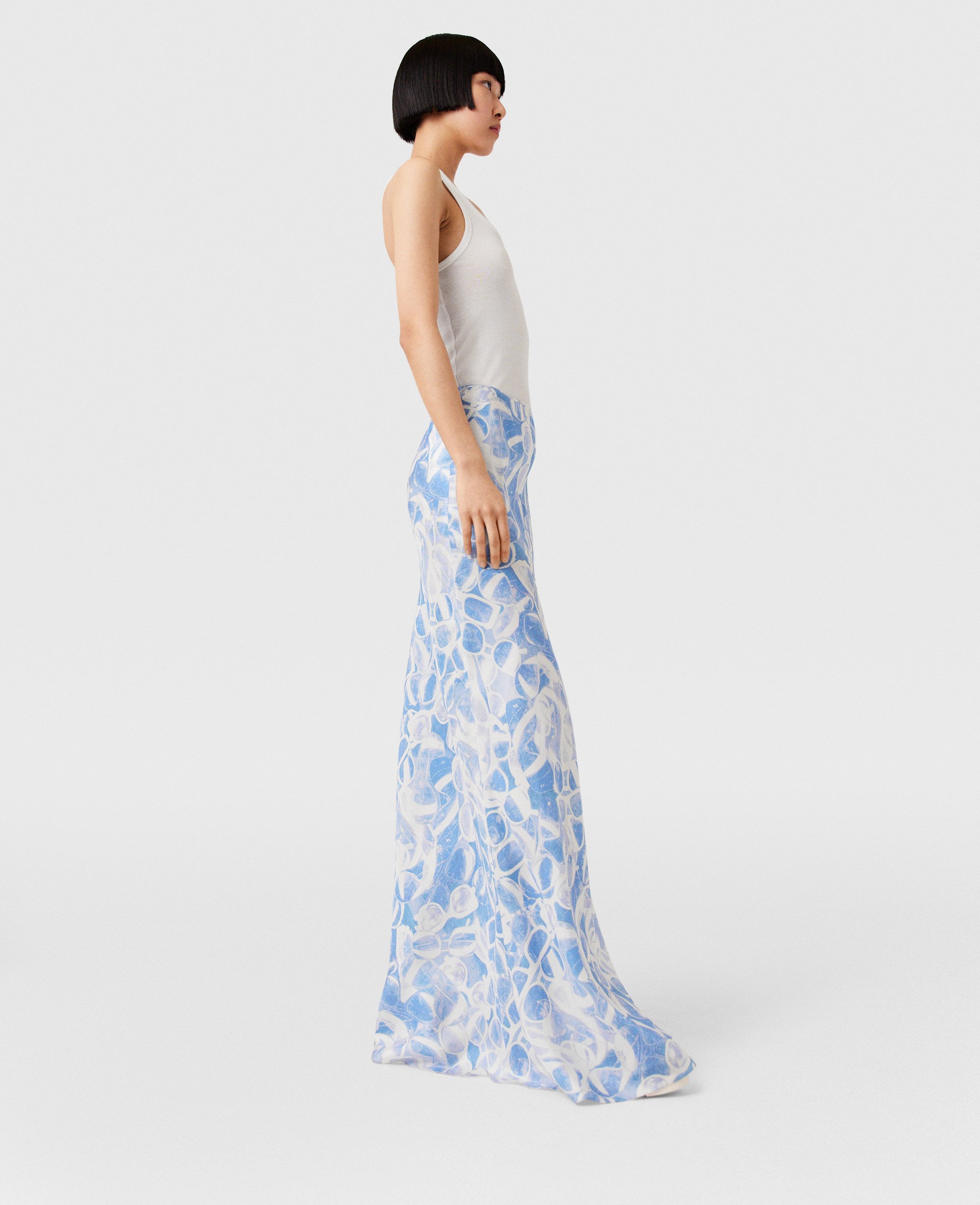 Stella McCartney – Sunglasses Print Maxi Skirt, Woman, BLUE, Size: 34