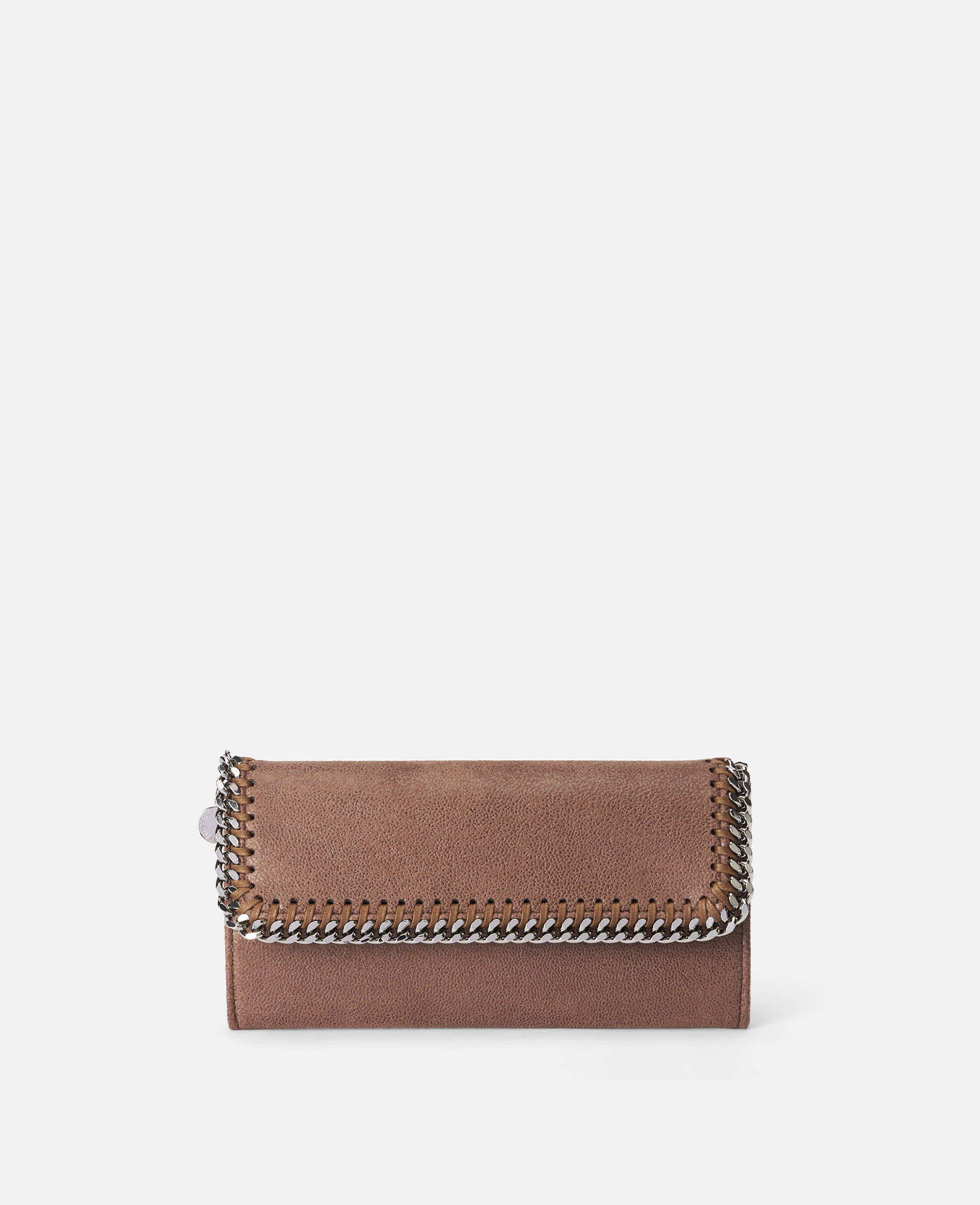 Stella Mccartney Falabella Flap Continental Wallet In Dark Taupe