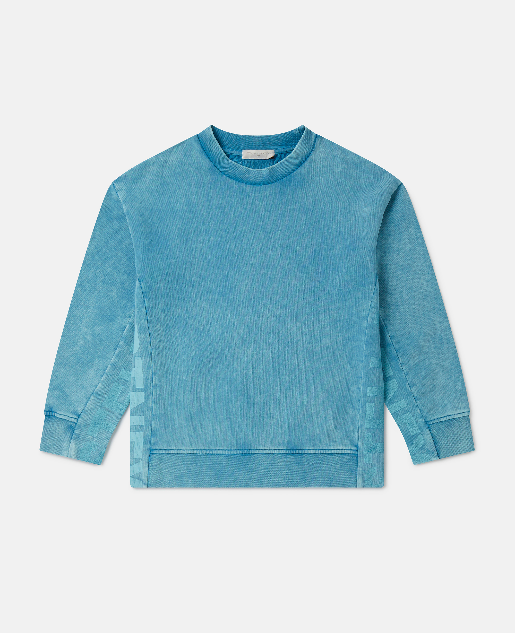 Stella McCartney – Logo Tape Acid Wash Sweatshirt, Woman, Bright Blue, Size: 6
