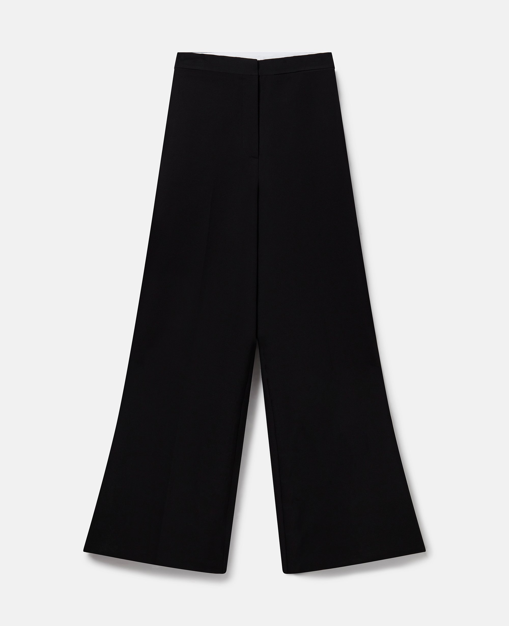 Shop Stella Mccartney Pleated High-rise Wide-leg Wool Trousers In Midnight Black