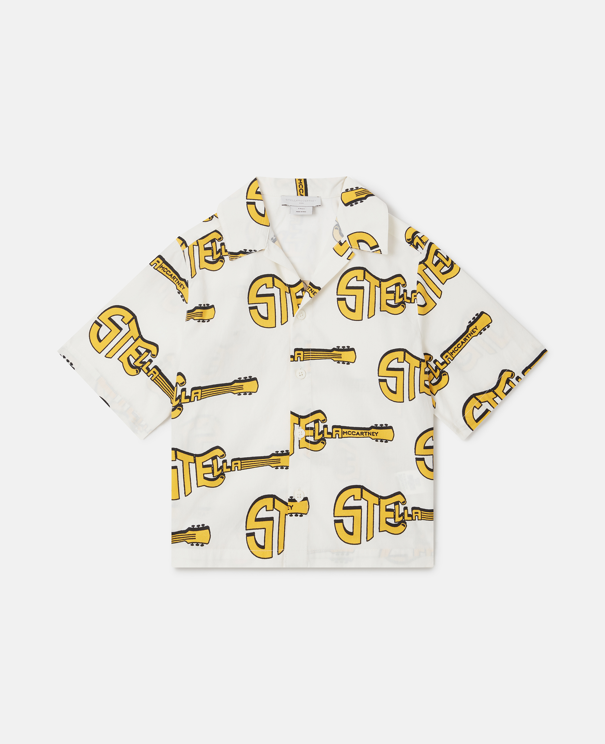 Stella McCartney - Guitar Print Short-Sleeve Shirt, Woman, Ivory/Multicolour, Size: 3