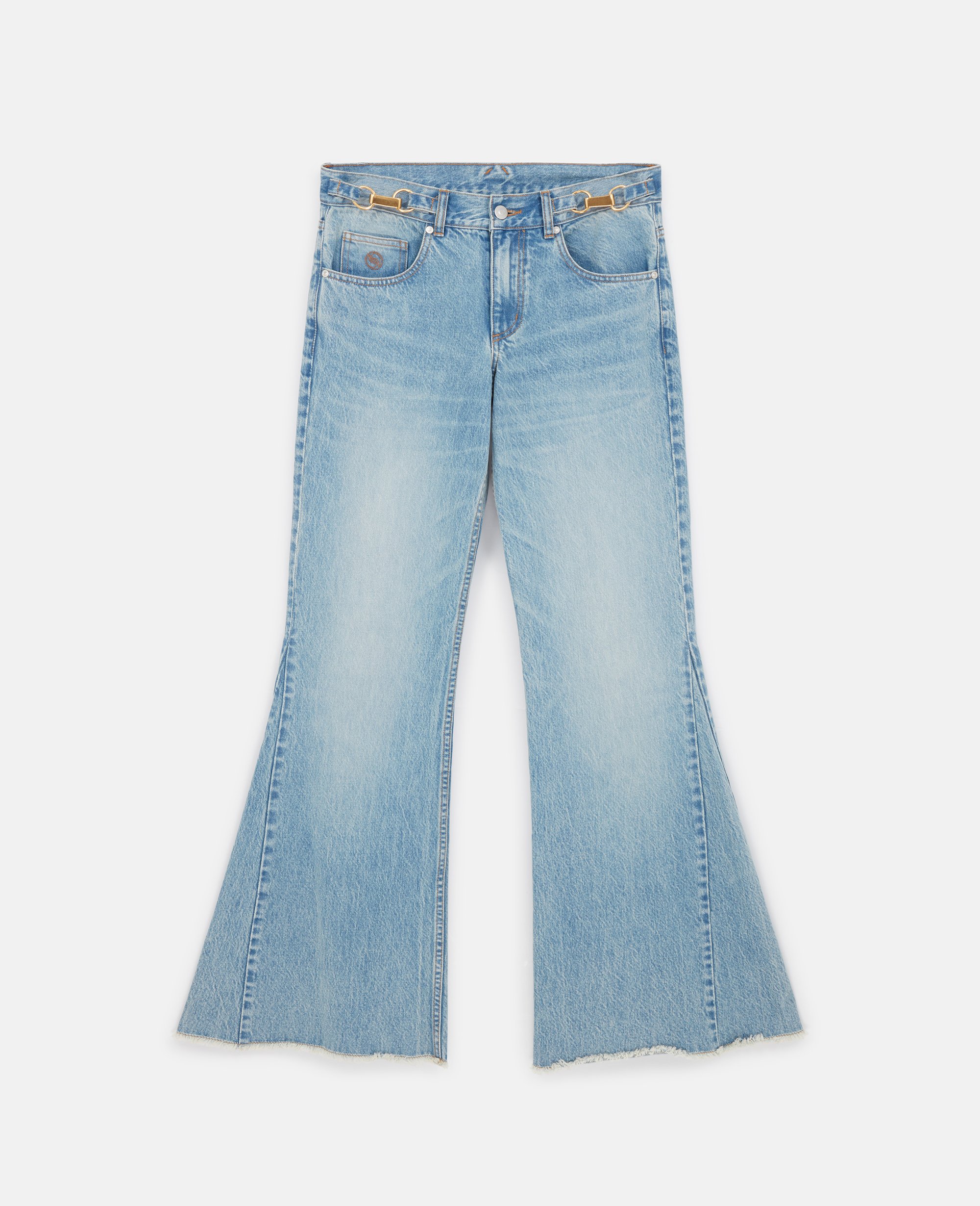 Stella McCartney – Clasp-Embellished Low-Rise Flared Jeans, Woman, Vintage wash blue denim, Size: 29