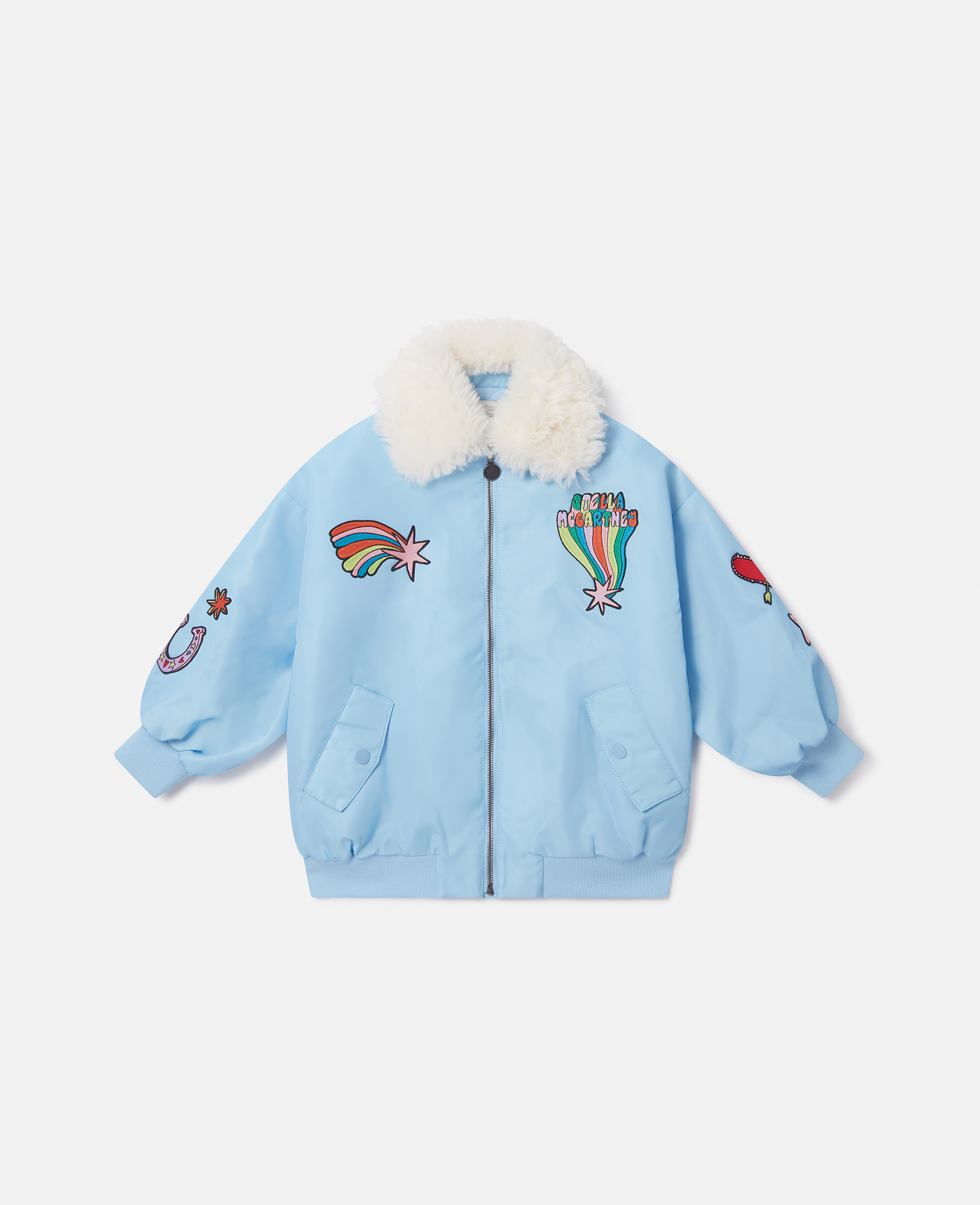 Stella Mccartney Stella Graphic Bomber Jacket In Sky Blue