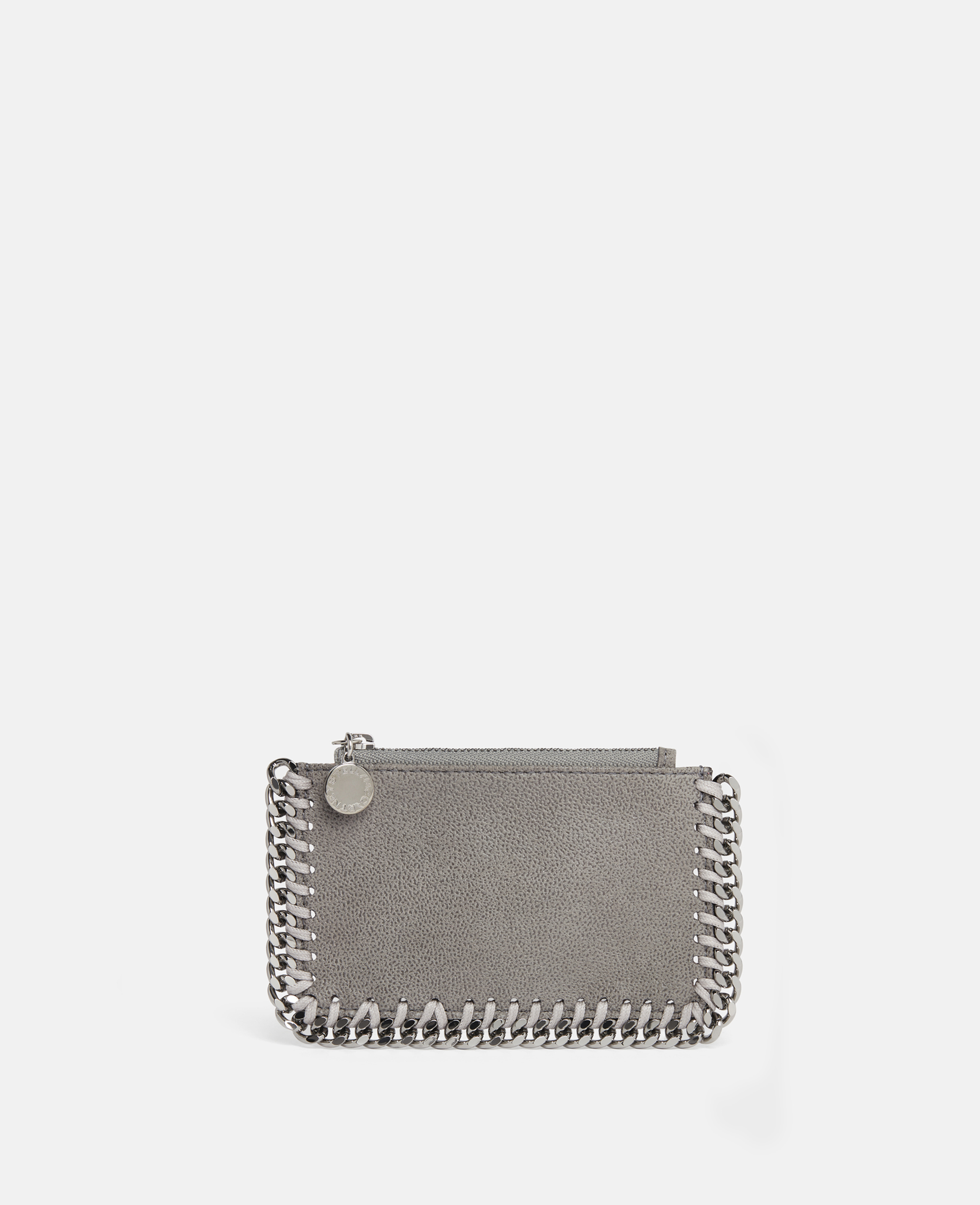 Stella Mccartney Falabella Chain Zip Cardholder With Four Card Slots In Grey