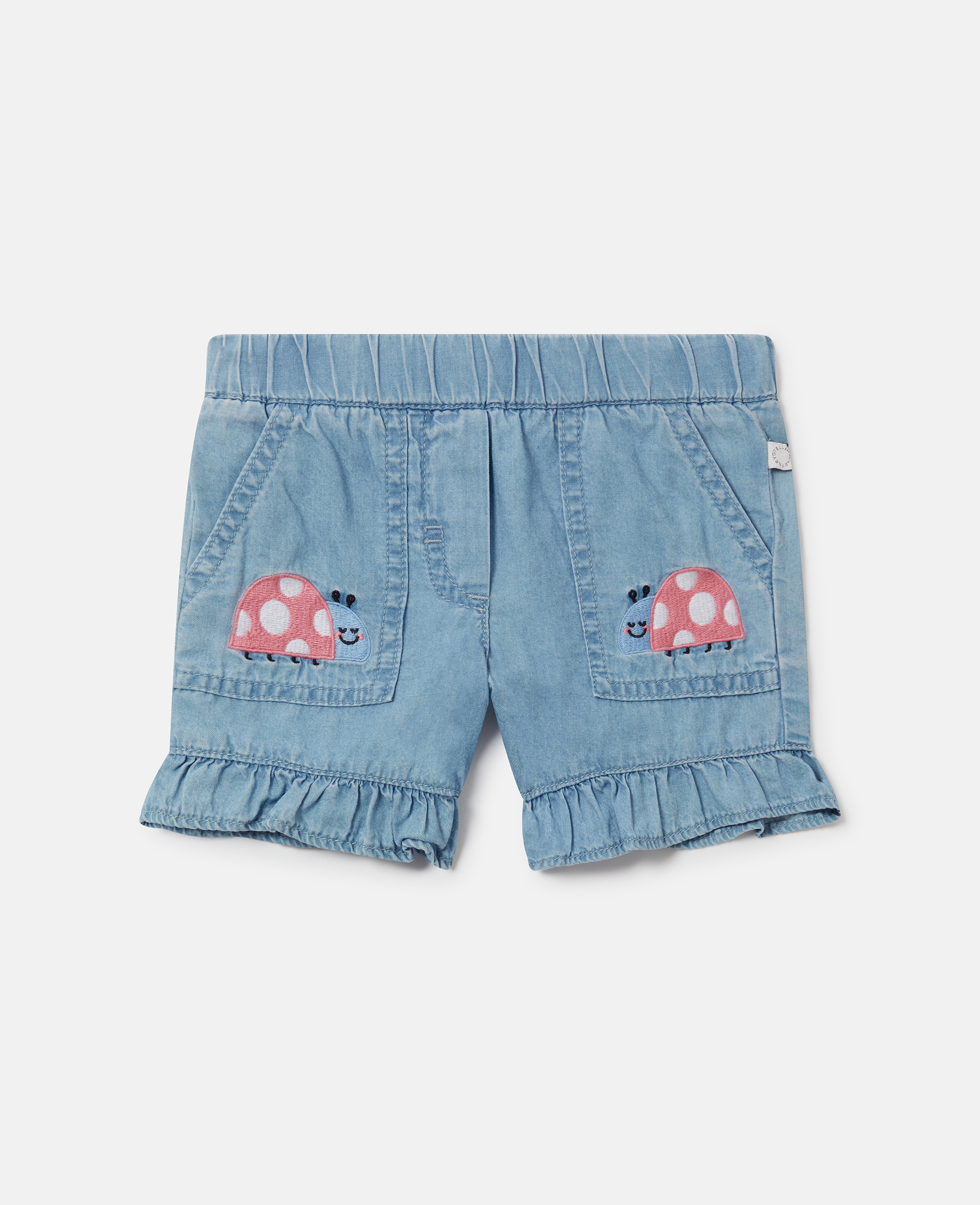Stella McCartney - Ladybird-Embroidered Denim Shorts, Woman, Light blue, Size: 9m
