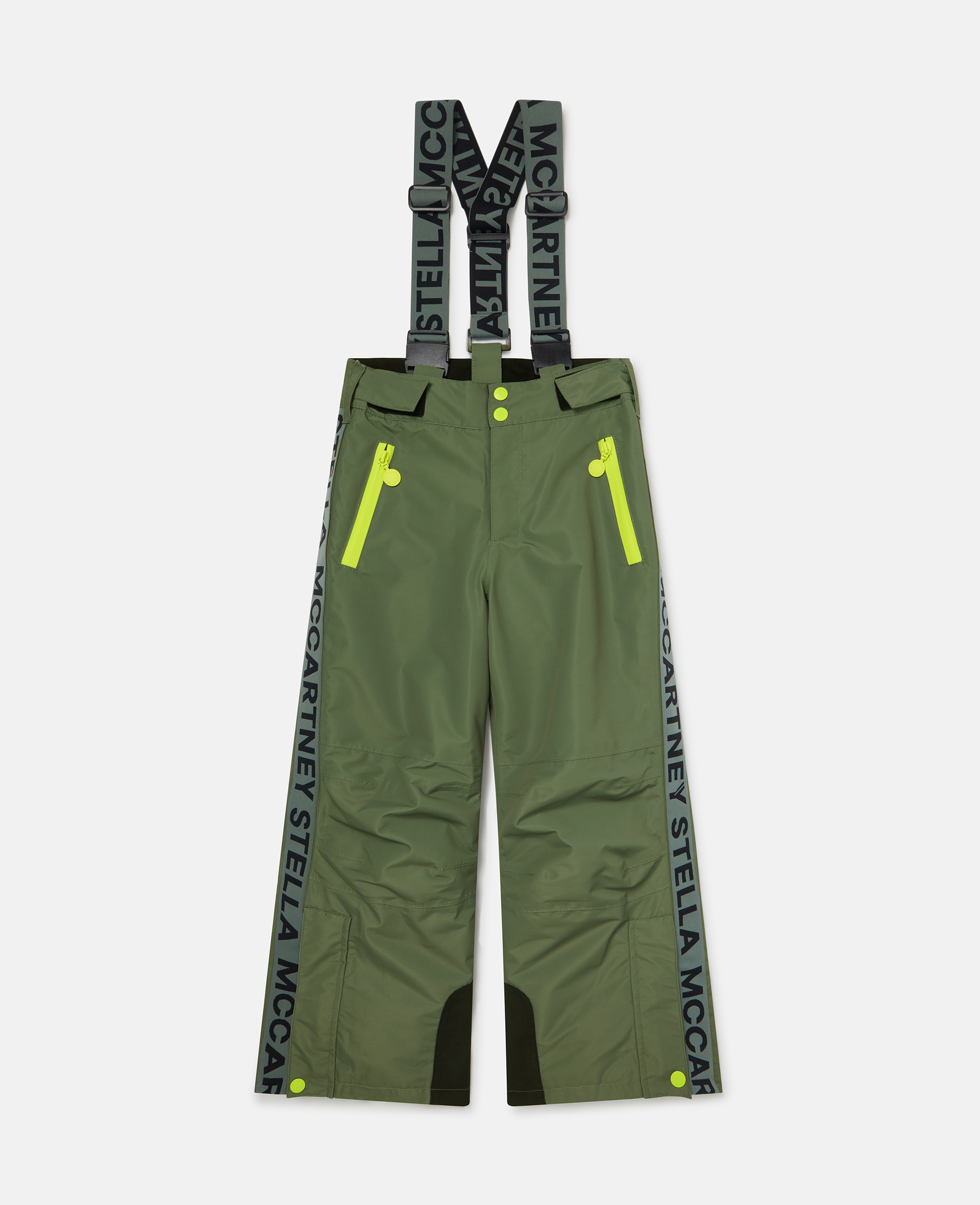 Stella McCartney - Logo Tape Ski Salopettes, Green, Size: 4