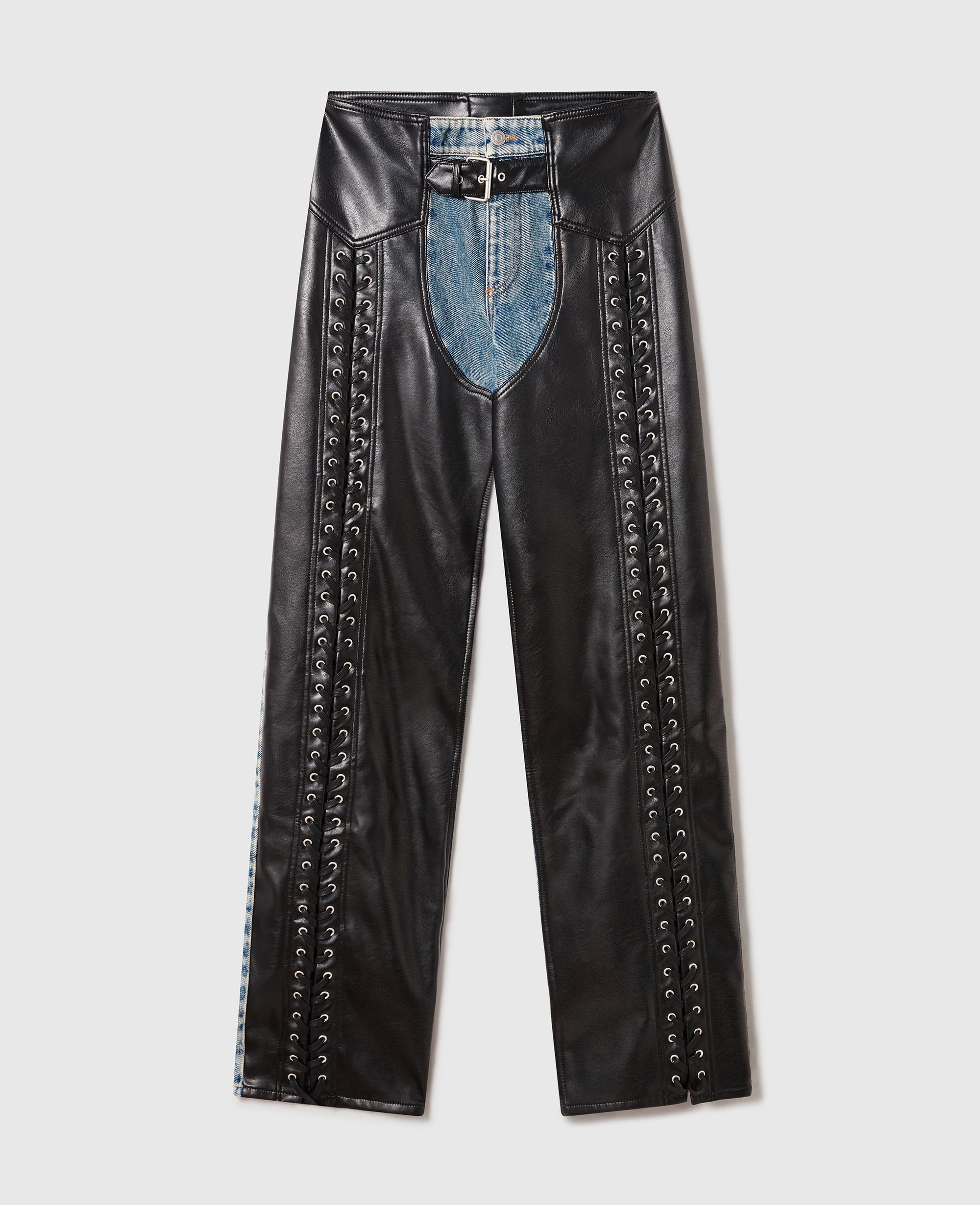 Stella McCartney - Lace-Up Vegan Chap Jeans, Woman, Black, Size: 27