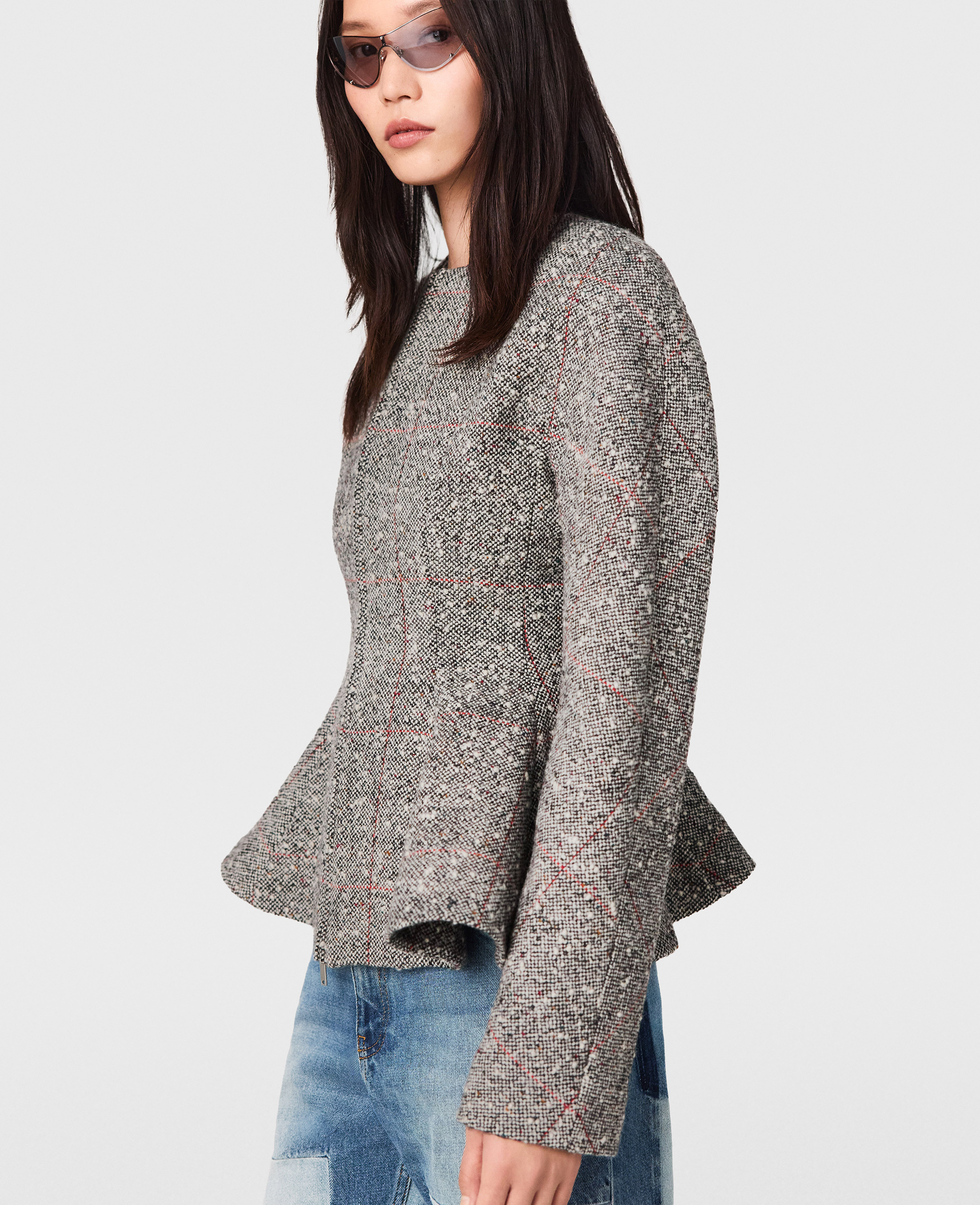Stella McCartney - Gesprenkelte Wolljacke mit Schößchen, , Größe: 40