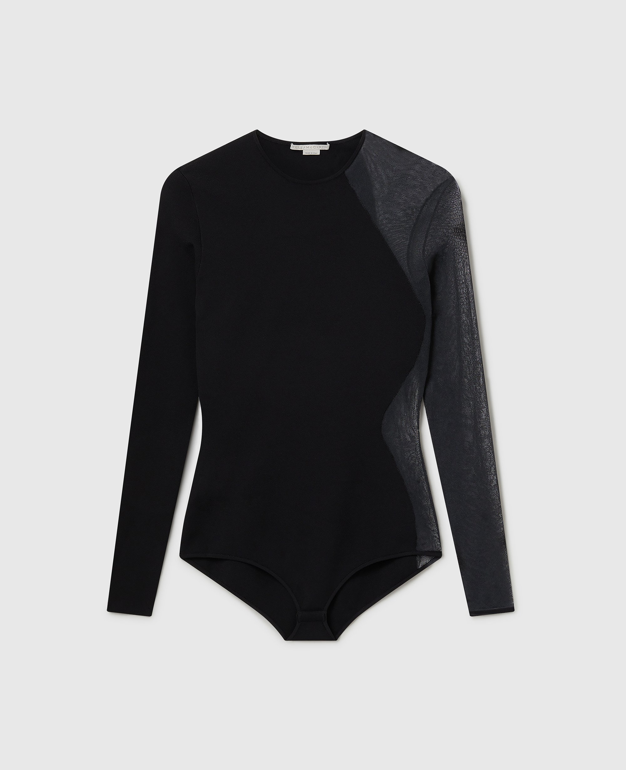 Shop Stella Mccartney Miracle Long-sleeve Compact-knit Bodysuit In Black