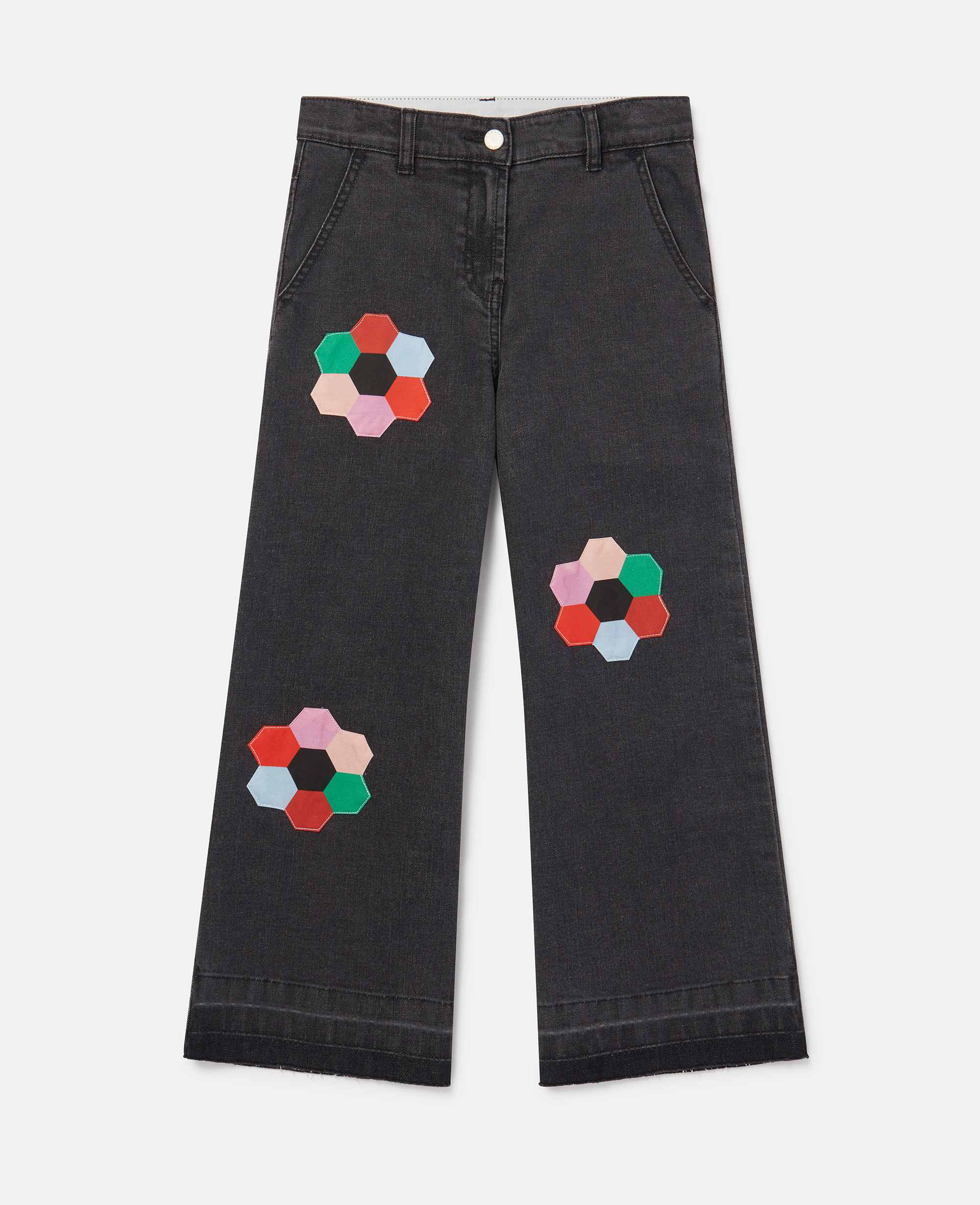 Stella Mccartney Hexagon Embroidery Flared Jeans In Black
