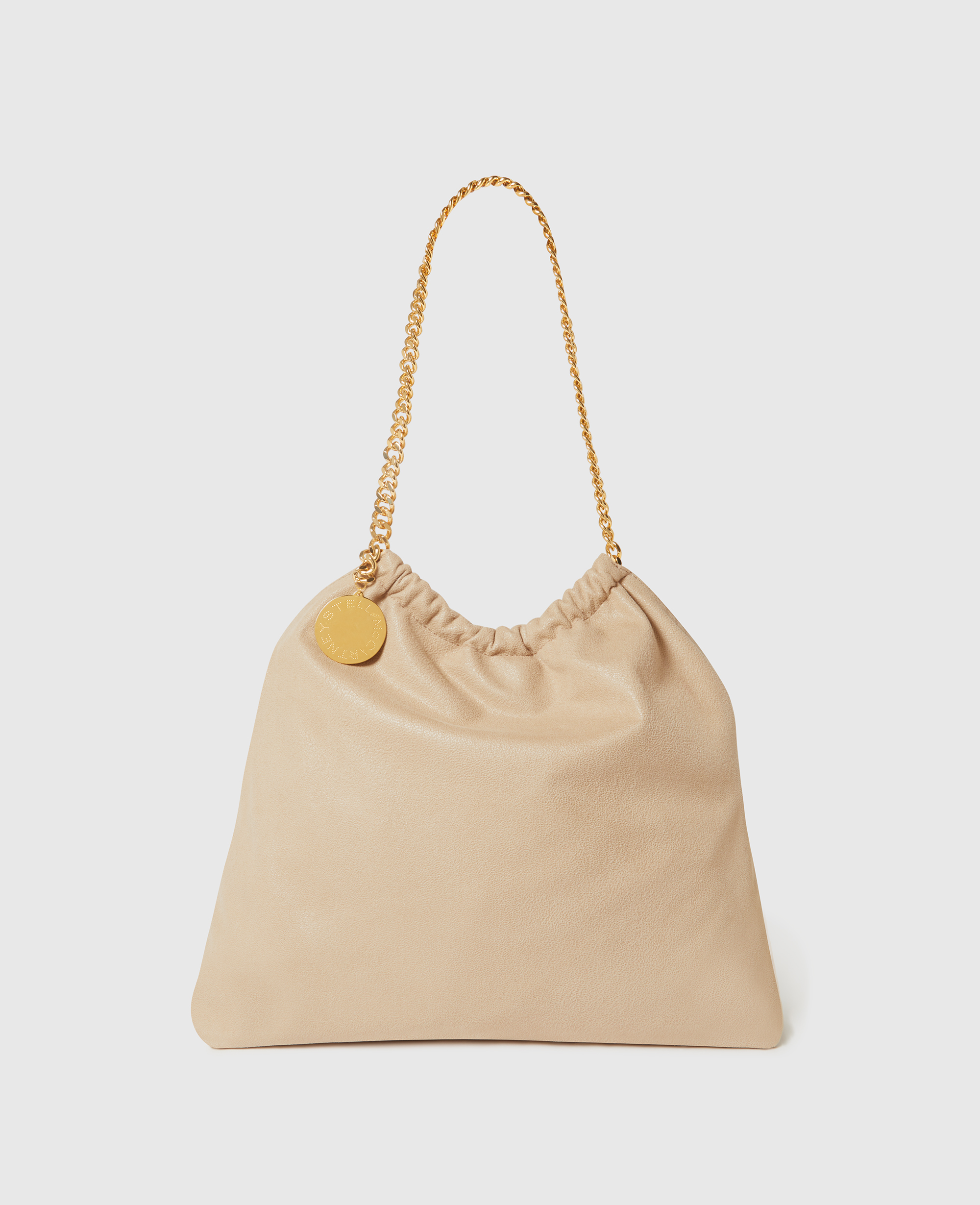Stella Mccartney Falabella Drawstring Shoulder Bags Beige In Brown