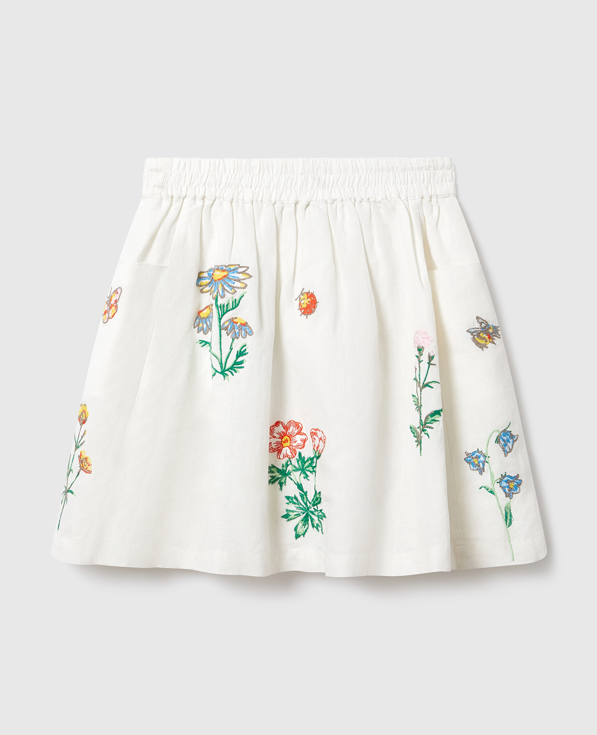 Shop Stella Mccartney Flower Embroidered Skirt In Cream